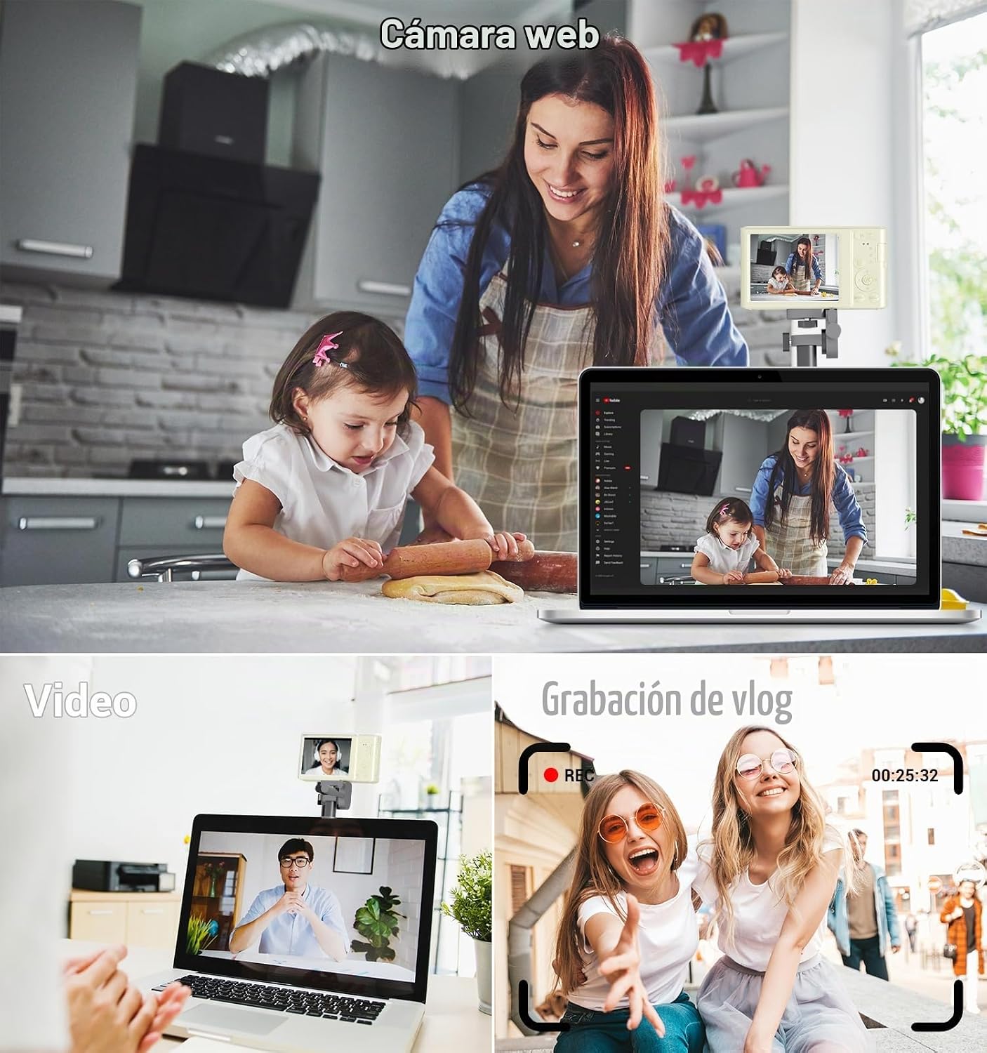 CÁMARA DIGITAL, CÁMARA DIGITAL FHD 4K MEJORADA PARA ADOLESCENTES, NIÑAS, NIÑOS, CÁMARAS DIGITALES COMPACTAS CON TARJETA - 7