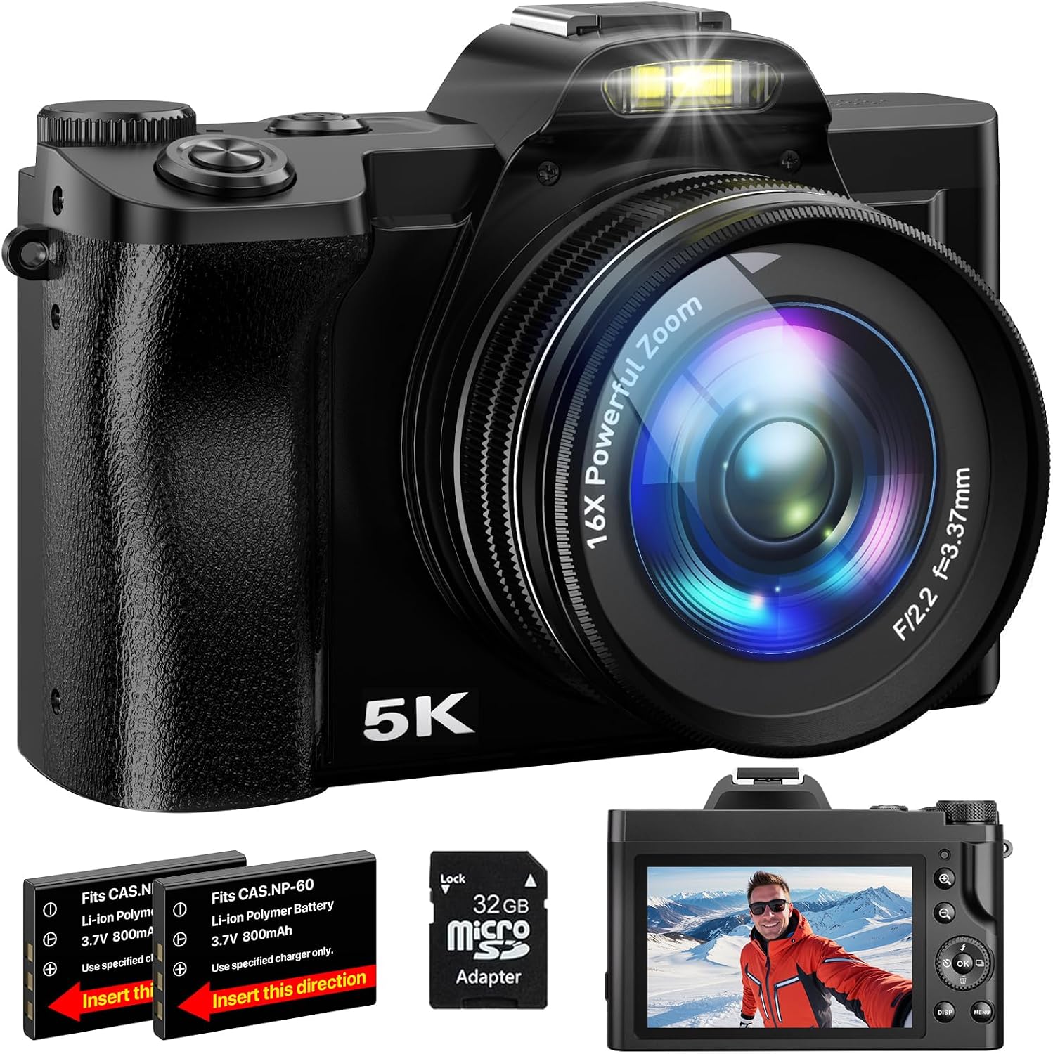 CÁMARA DIGITAL 5K WIFI CON ENFOQUE AUTOMÁTICO PARA VIDEOBLOGS EN YOUTUBE, CÁMARA DE 48MP PARA FOTOGRAFÍA Y VIDEO, CÁMARAS - 1