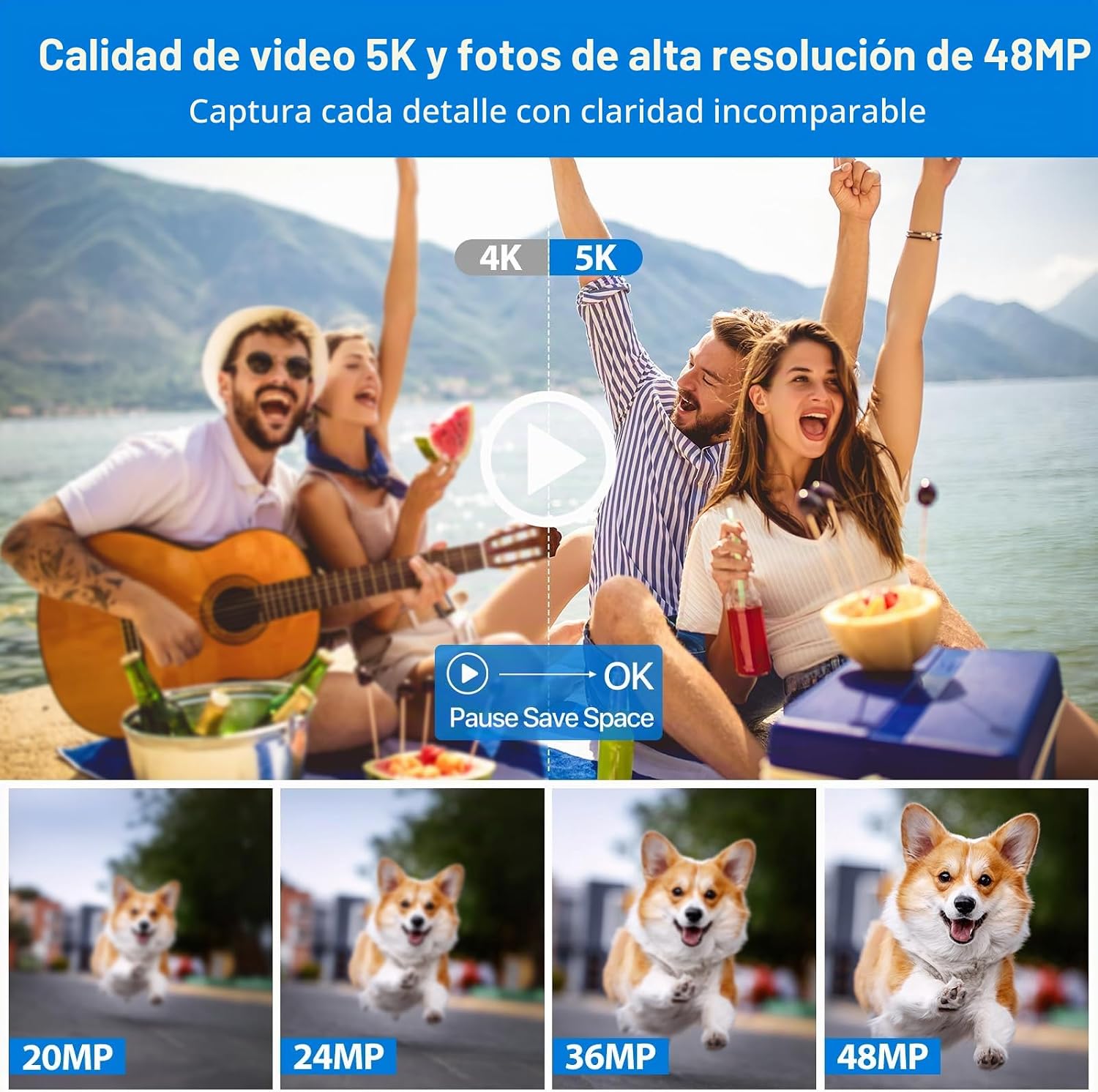 CÁMARA DIGITAL 5K WIFI CON ENFOQUE AUTOMÁTICO PARA VIDEOBLOGS EN YOUTUBE, CÁMARA DE 48MP PARA FOTOGRAFÍA Y VIDEO, CÁMARAS - 2