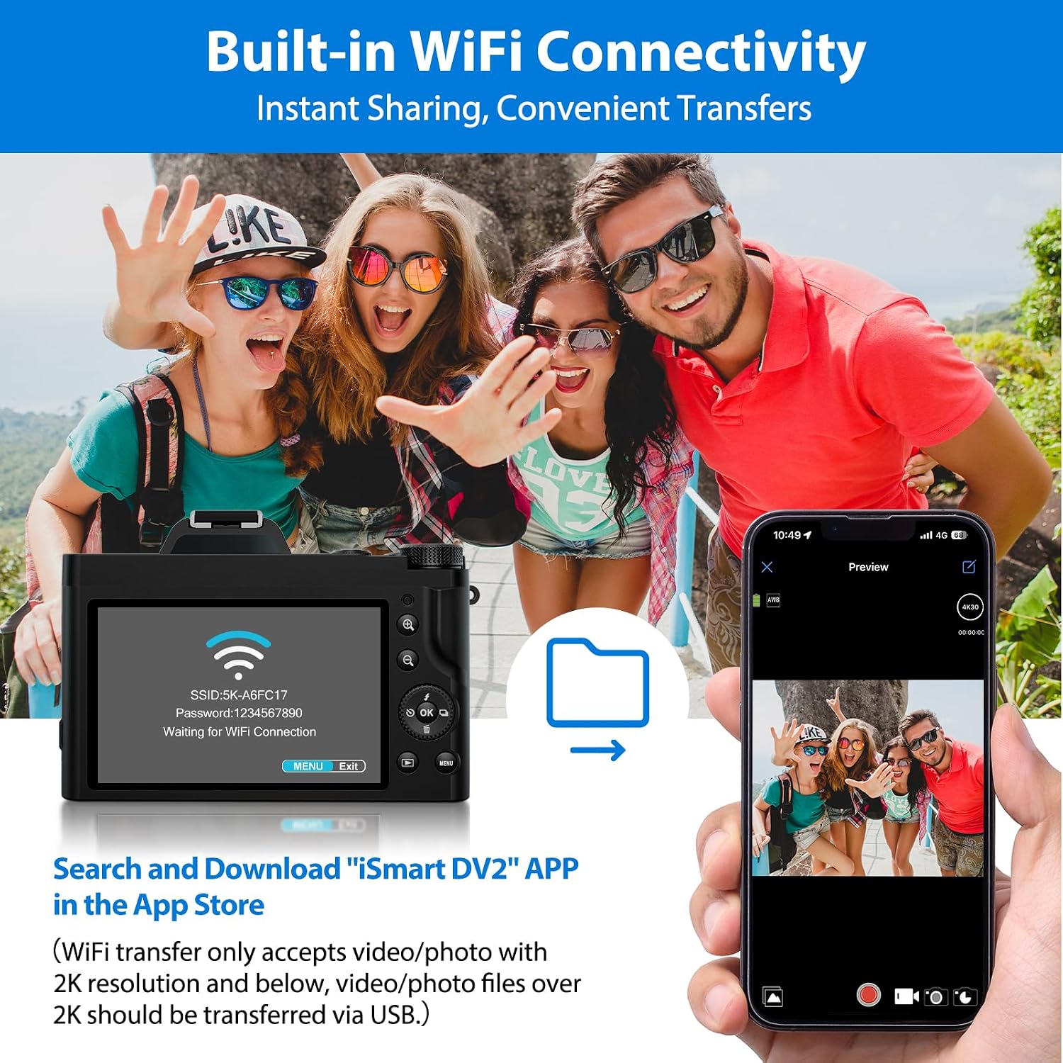 CÁMARA DIGITAL 5K WIFI CON ENFOQUE AUTOMÁTICO PARA VIDEOBLOGS EN YOUTUBE, CÁMARA DE 48MP PARA FOTOGRAFÍA Y VIDEO, CÁMARAS - 4