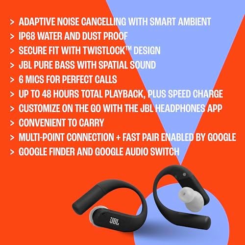 JBL ENDURANCE PEAK 4 - AURICULARES DEPORTIVOS CON CANCELACIÓN - NEGRO/GRIS - 7