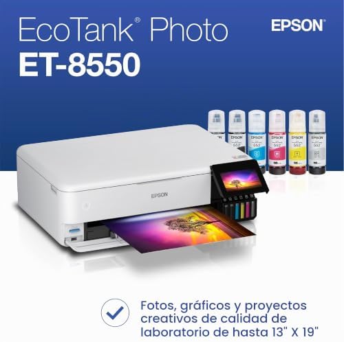 EPSON ECOTANK PHOTO ET-8550 - IMPRESORA TODO EN UNO A COLOR INALÁMBRICA DE GRAN FORMATO CON SÚPER TANQUE, ESCÁNER, - 2