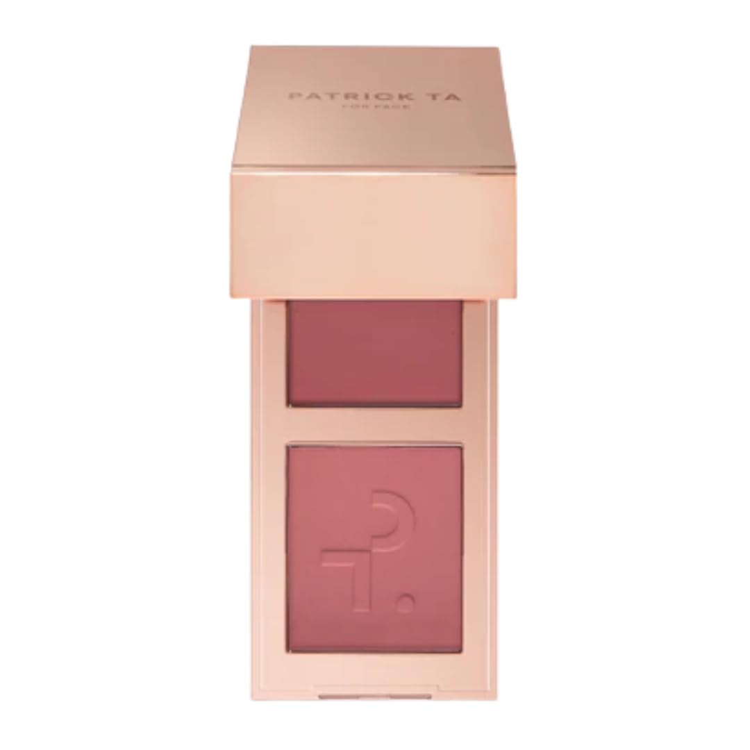 PATRICK TA DOUBLE TAKE MINI RUBOR MAQUILLAJE DUO, SHE GOES TO THE GYM, CREMA Y POLVO, 0.25 ONZAS, ACABADO NATURAL RADIANTE - 1