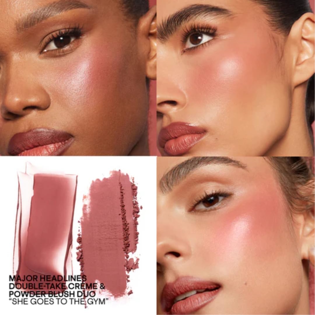 PATRICK TA DOUBLE TAKE MINI RUBOR MAQUILLAJE DUO, SHE GOES TO THE GYM, CREMA Y POLVO, 0.25 ONZAS, ACABADO NATURAL RADIANTE - 3