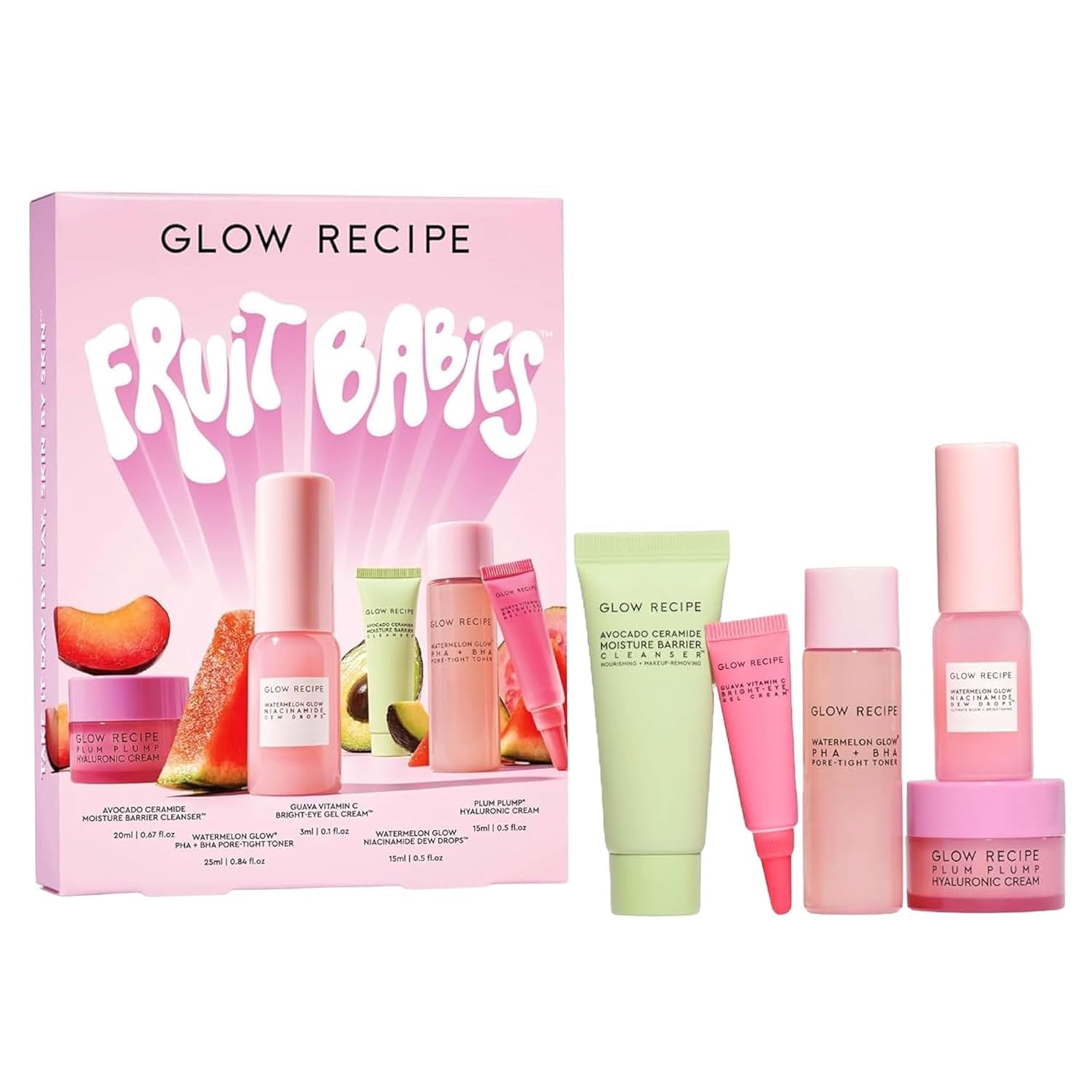 BRILLO GLOW RECIPE KIT DE MAQUILLAJE DE CUIDADO DE LA PIEL FRUIT BABIES - KIT DE MAQUILLAJE SET DE REGALO CON LIMPIADOR - 1