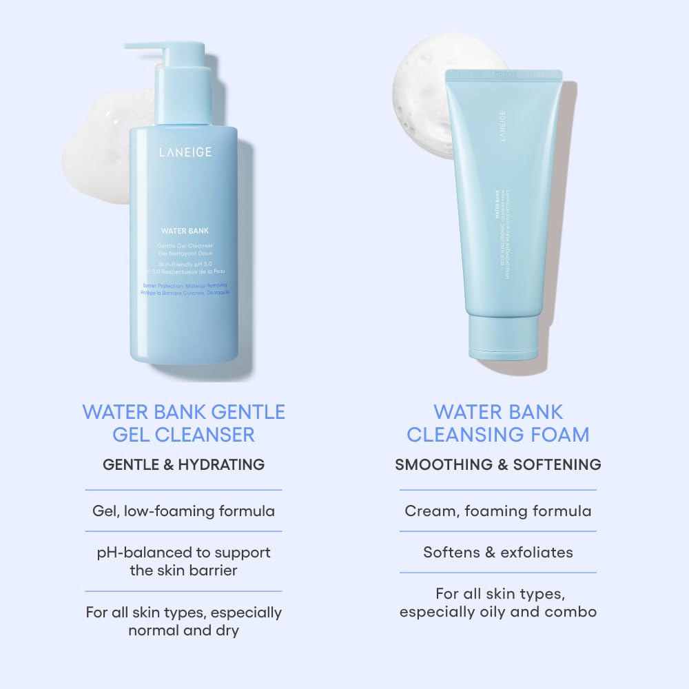 LANEIGE LIMPIADOR DE GEL SUAVE WATER BANK: PH EQUILIBRADO Y MEJORA LA BARRERA CON ÁCIDO HIALURÓNICO AZUL - 7