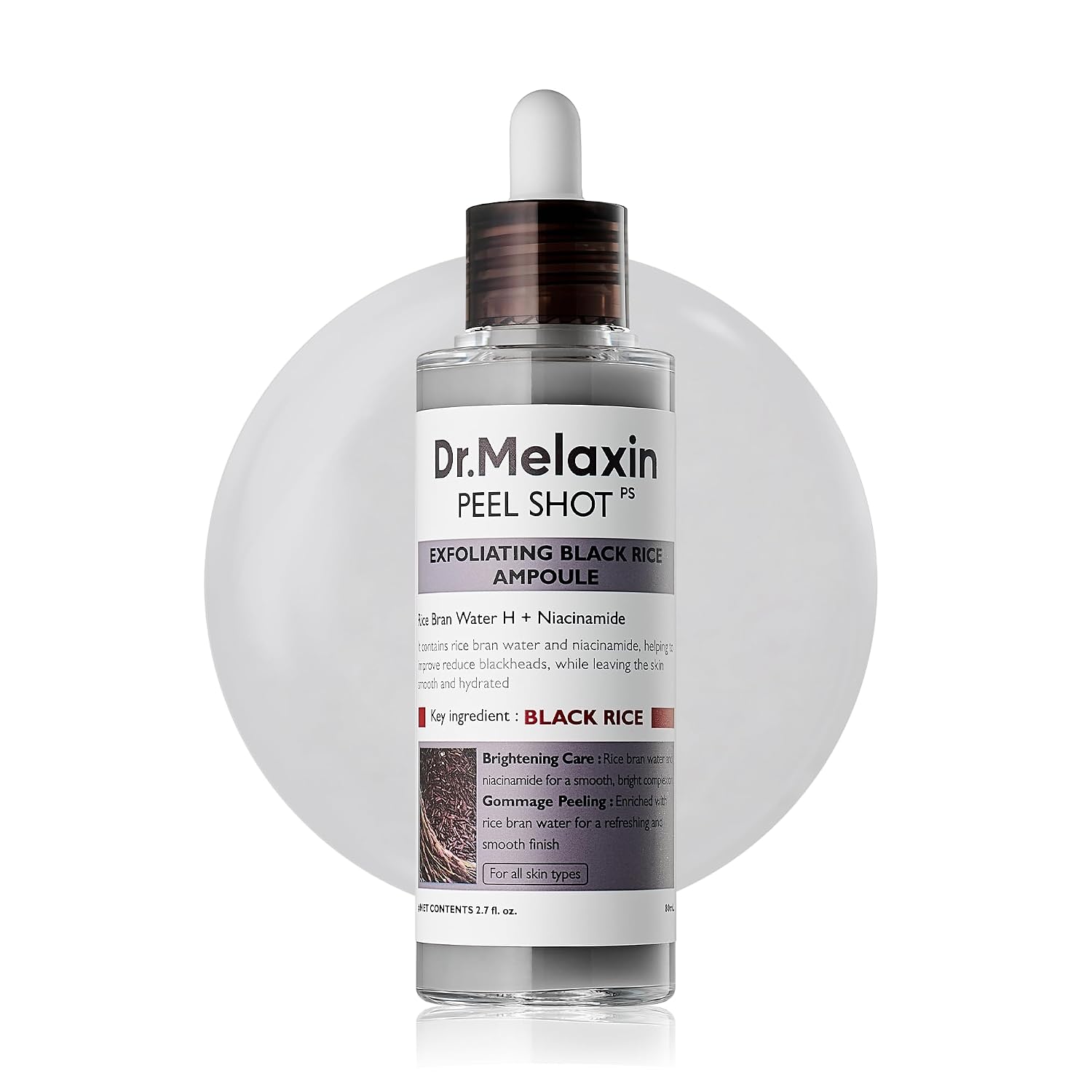 DR.MELAXIN PEEL SHOT BRILLO GLOW AMPOLLA EXFOLIANTE DE ARROZ 80ML EXFOLIANTE FACIAL Y CORPORAL SUAVE DIARIO PARA CÉLULAS - 1