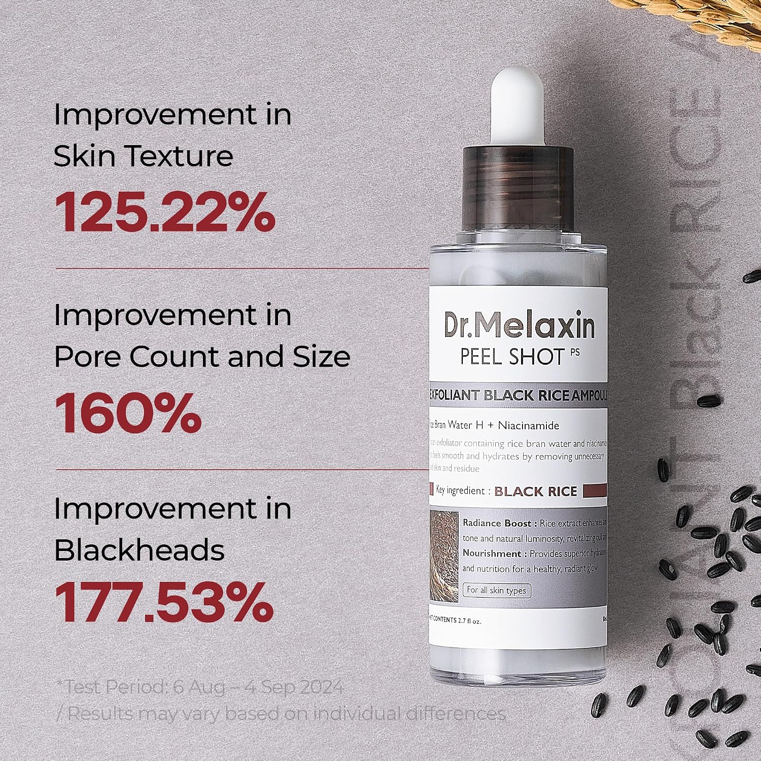 DR.MELAXIN PEEL SHOT BRILLO GLOW AMPOLLA EXFOLIANTE DE ARROZ 80ML EXFOLIANTE FACIAL Y CORPORAL SUAVE DIARIO PARA CÉLULAS - 2