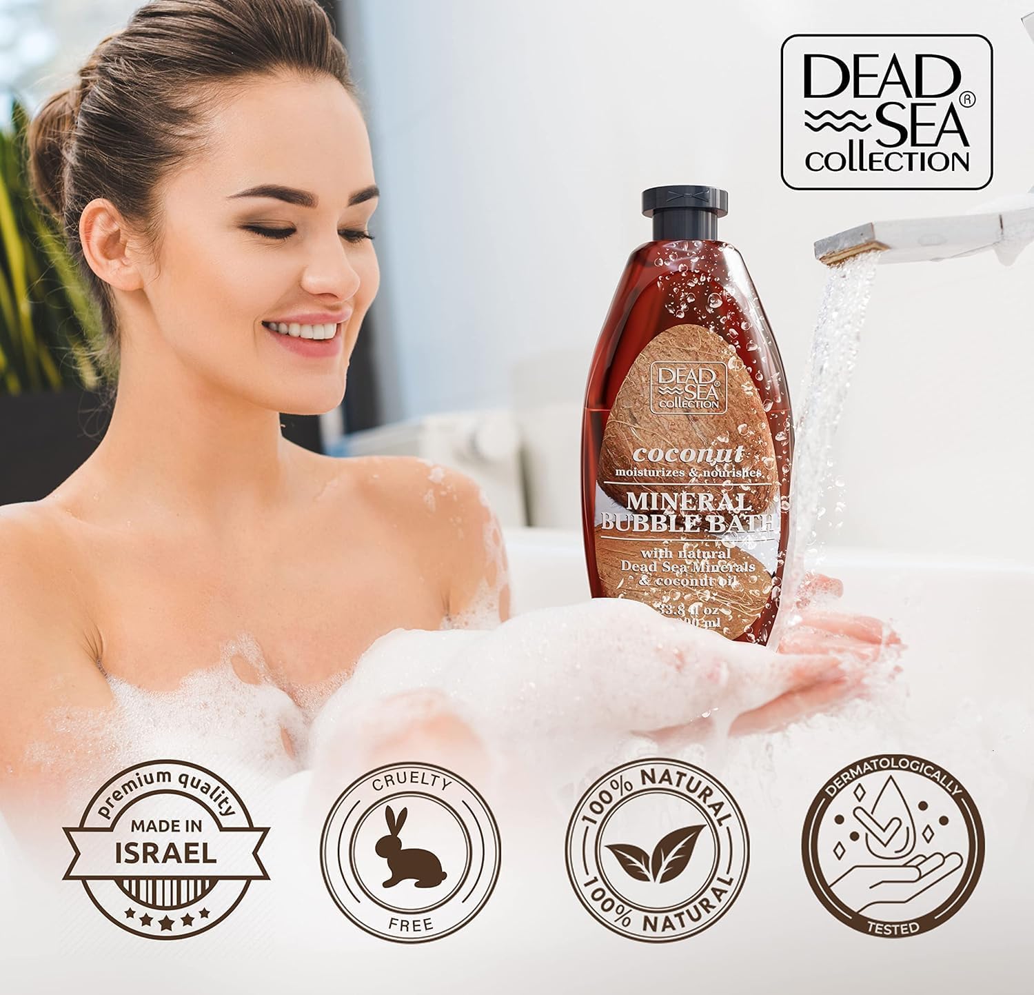 DEAD SEA COLLECTION BAÑO DE BURBUJAS CON COCO PARA MUJERES Y HOMBRES, ACEITE DE COCO Y MINERALES PUROS DEL MAR MUERTO, PIEL - 6