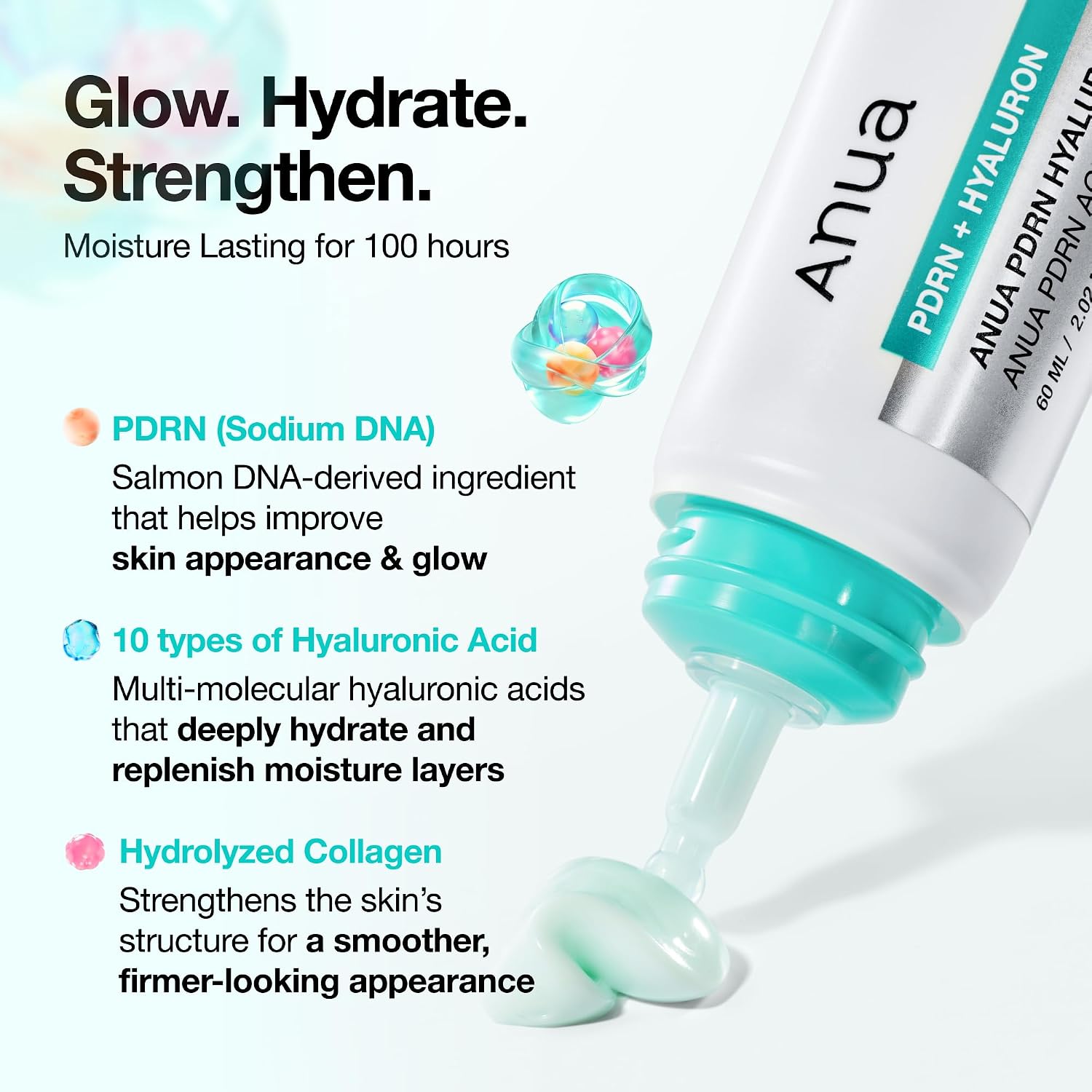 ANUA PDRN - CREMA HIDRATANTE CON ÁCIDO HIALURÓNICO 100, 2.02 ONZAS LÍQUIDAS, LIGERA, NO GRASA HIDRATANTE FACIAL CON ADN - 3