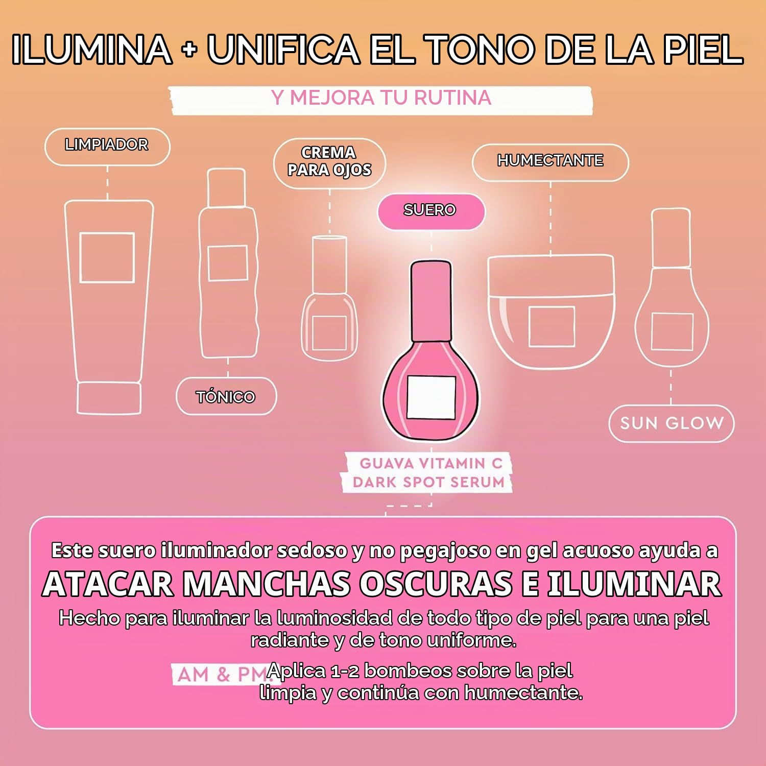 BRILLO GLOW RECIPE SUERO DE VITAMINA C DE GUAYABA PARA PIELES SENSIBLES, HIDRATANTE, ILUMINADOR Y VEGANO PARA EL CUIDADO - 7