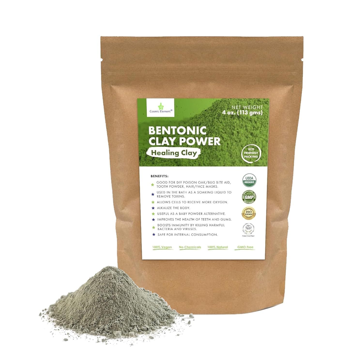 POLVO DE ARCILLA DE BENTONITA DE CALCIO 100% PURO, VEGANO, GRADO ALIMENTICIO, ARCILLA CURATIVA, DESINTOXICACIÓN - 1