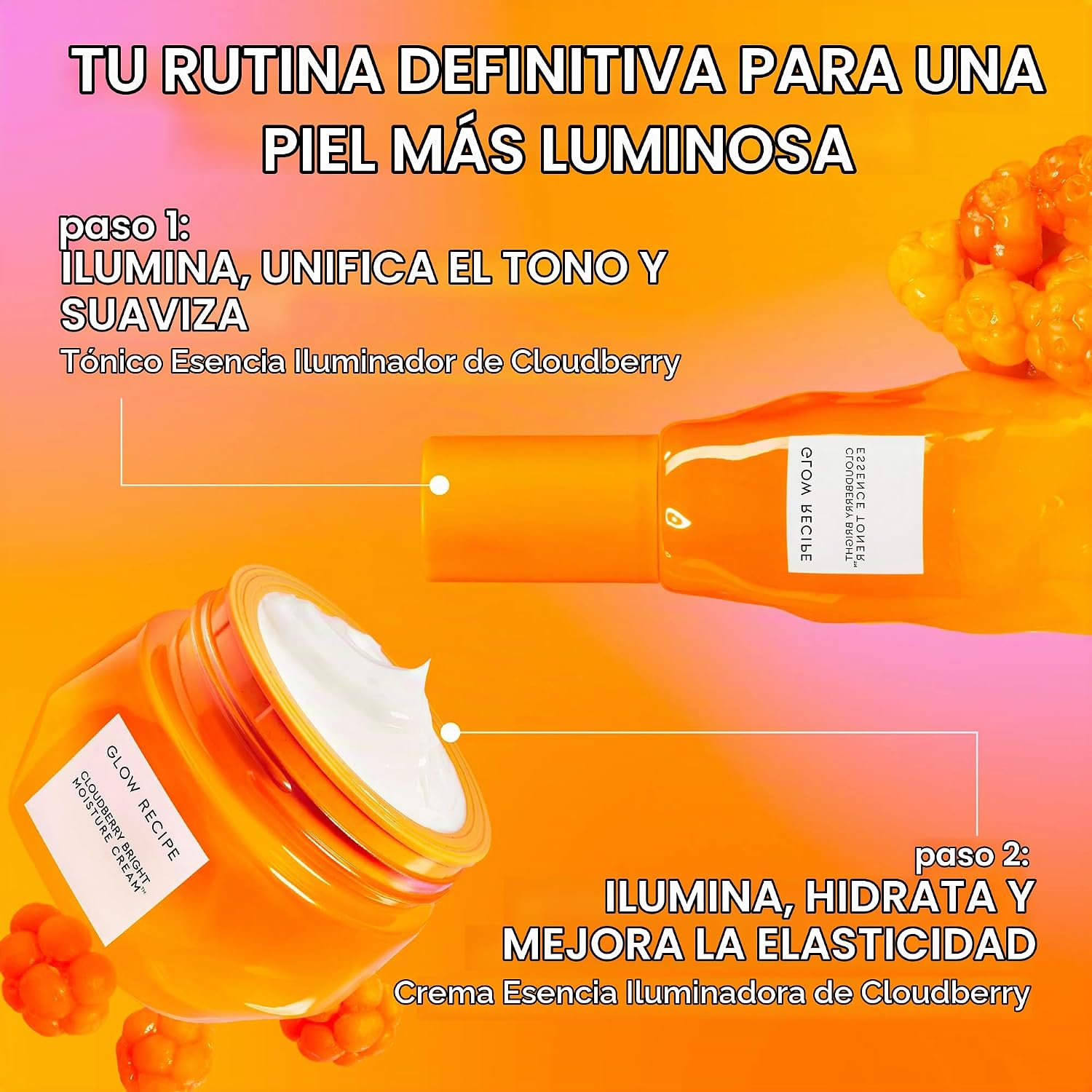 BRILLO GLOW RECIPE CLOUDBERRY BRIGHT CREMA REFILL POD CREMA FACIAL COREANA ULTRA HIDRATANTE PARA MUJERES CON COQ10, PÉPTIDOS - 6