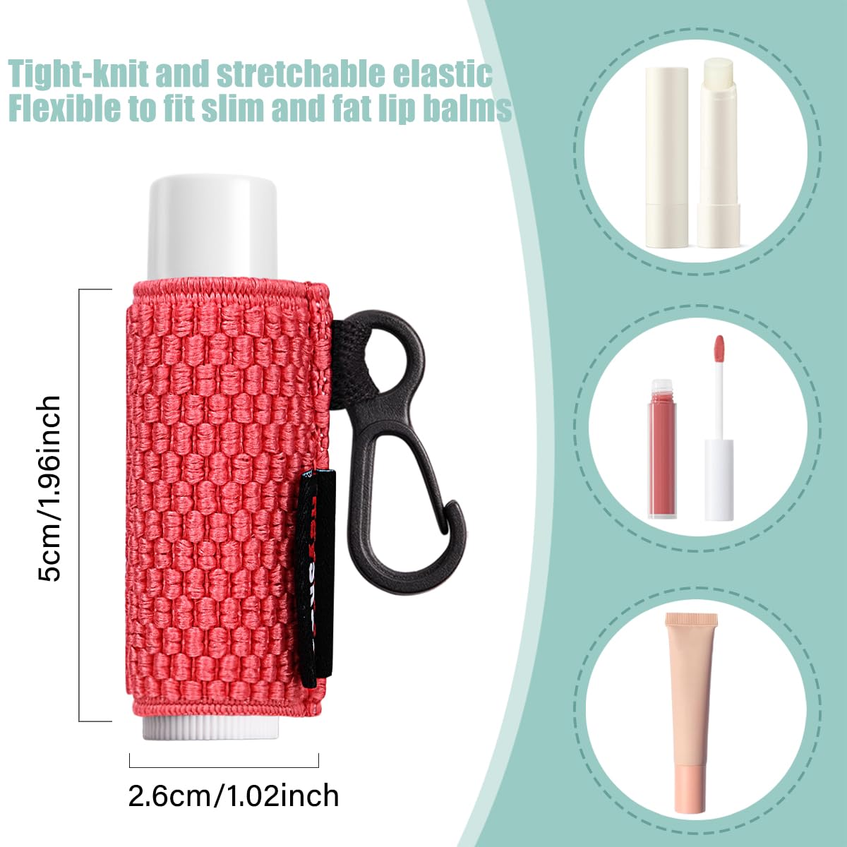 HEYSKAY 5PCS PORTABĂLSAMOS FUNDAS PARA LĂPIZ LABIAL LLAVERO PORTABRILLO LABIAL LLAVERO PROTECTOR LABIAL FUNDAS ELĂSTICAS - 2
