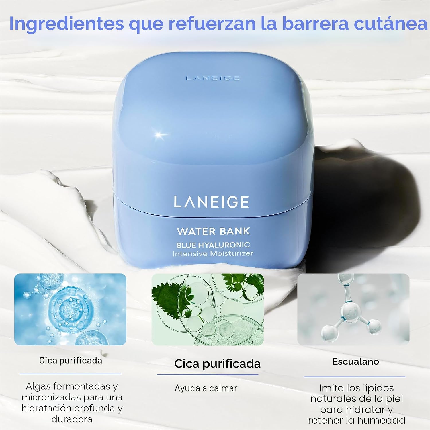 LANEIGE WATER BANK BLUE ÁCIDO HIALURÓNICO HIDRATANTE INTENSIVO: CREMA HIDRATANTE FACIAL PARA PIEL EXTRA SECA CON ESQUALANO - 6