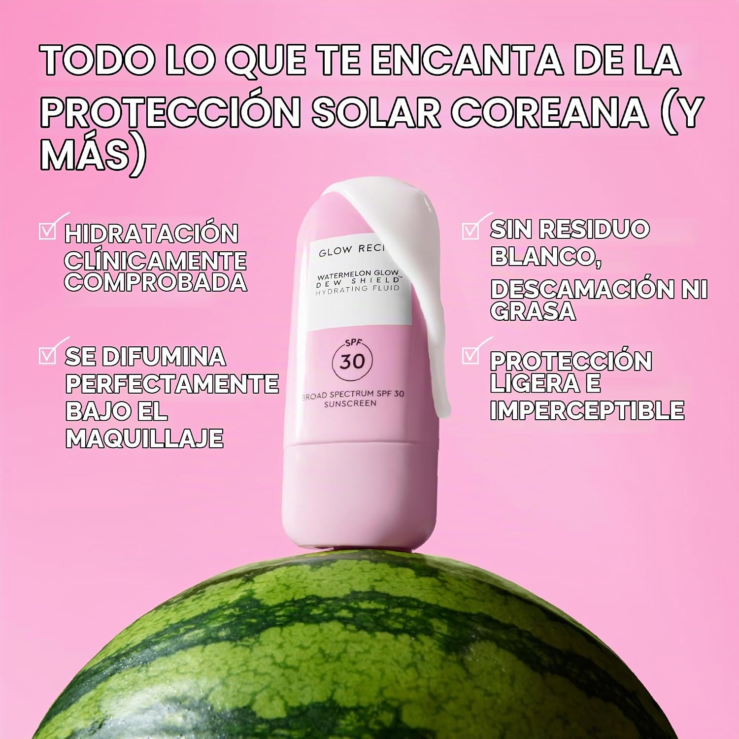 BRILLO GLOW RECIPE DEW SHIELD - PROTECTOR SOLAR FACIAL COREANO SPF 30, CREMA HIDRATANTE DE AMPLIO ESPECTRO, IMPRIMACIÓN - 2
