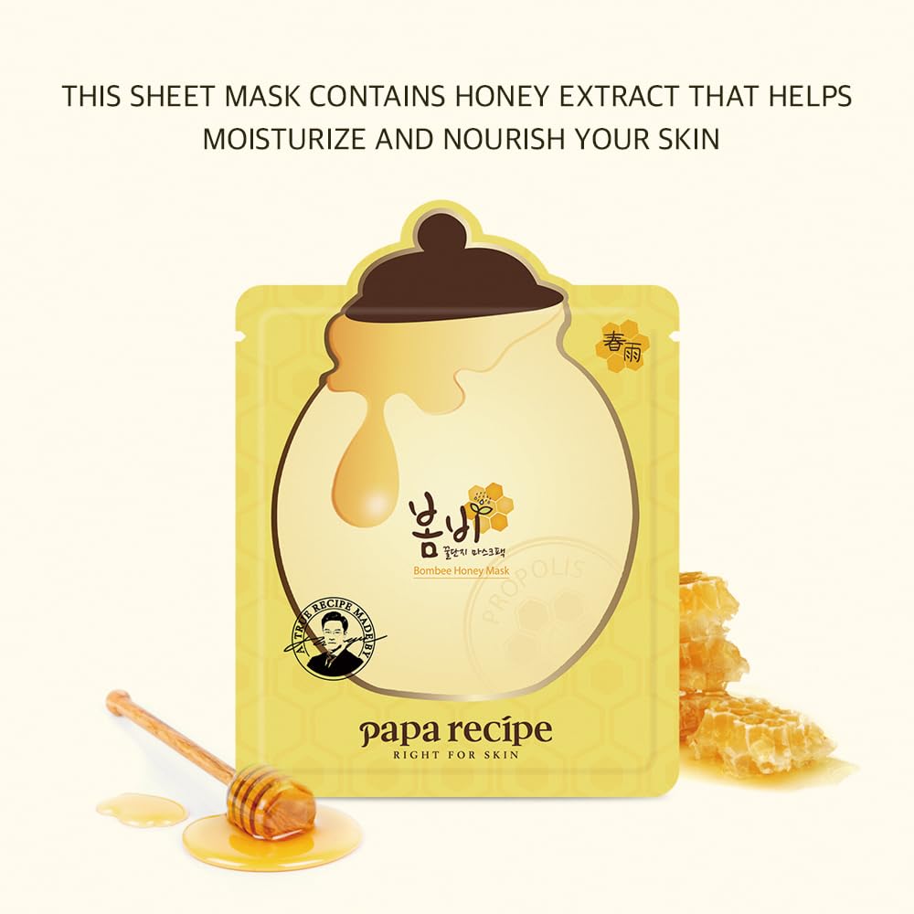 PAPA RECIPE BOMBEE - PAQUETE DE MÁSCARA DE MIEL DE 0.88 ONZAS X 1 HOJA DE MÁSCARA FACIAL PARA EL CUIDADO DE LA PIEL COREANA, - 2