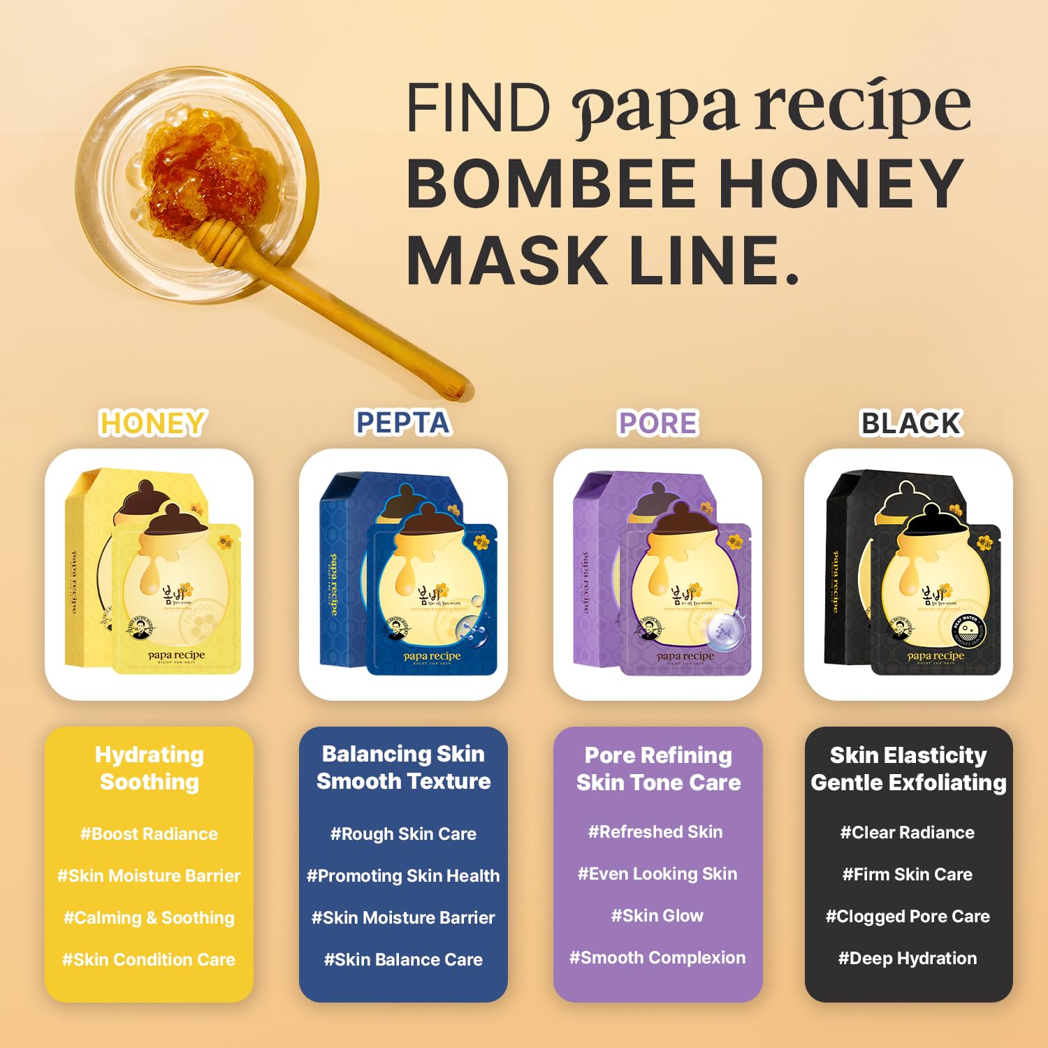 PAPA RECIPE BOMBEE - PAQUETE DE MÁSCARA DE MIEL DE 0.88 ONZAS X 1 HOJA DE MÁSCARA FACIAL PARA EL CUIDADO DE LA PIEL COREANA, - 6