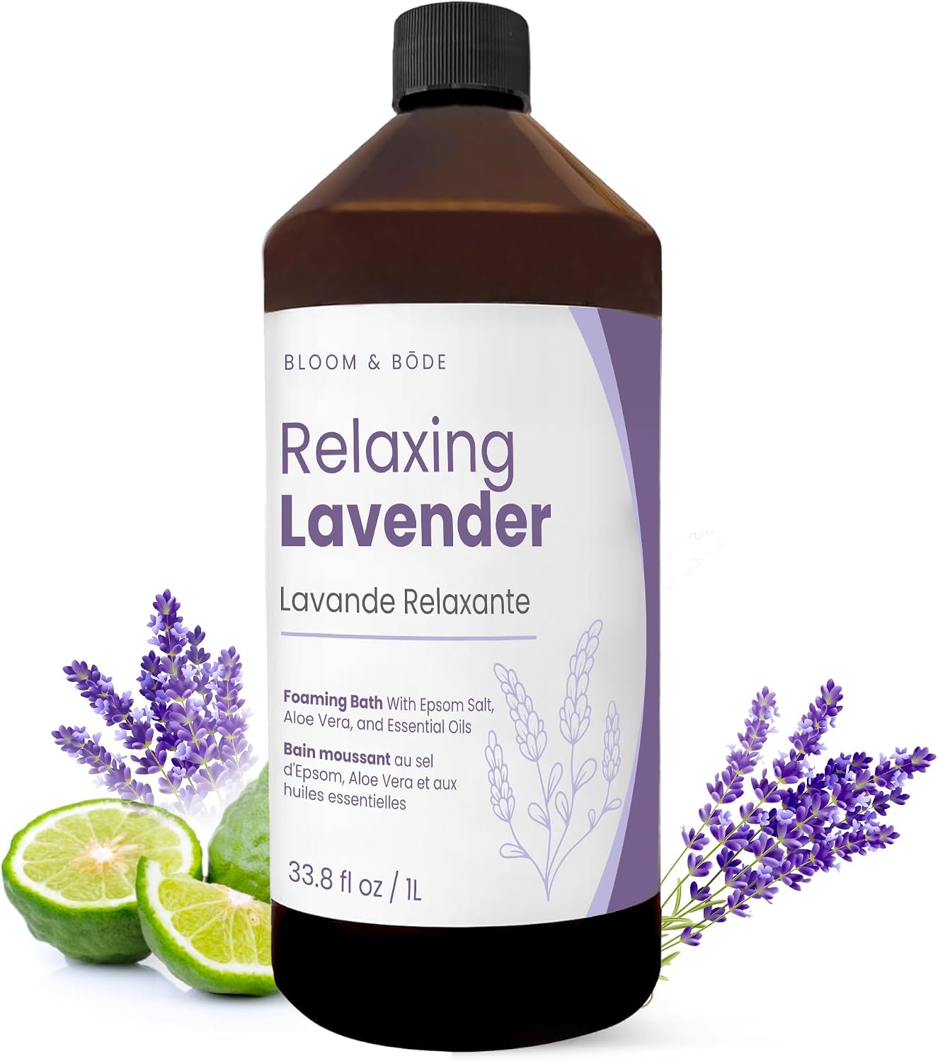 BAÑO ESPUMOSO DE LUJO, BAÑO DE BURBUJAS PERFUMADO NATURAL CON ACEITES ESENCIALES Y SAL DE EPSOM, AROMA RELAJANTE DE LAVANDA, - 1