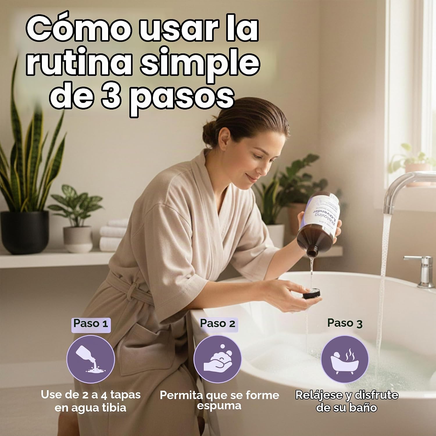 BAÑO ESPUMOSO DE LUJO, BAÑO DE BURBUJAS PERFUMADO NATURAL CON ACEITES ESENCIALES Y SAL DE EPSOM, AROMA RELAJANTE DE LAVANDA, - 5