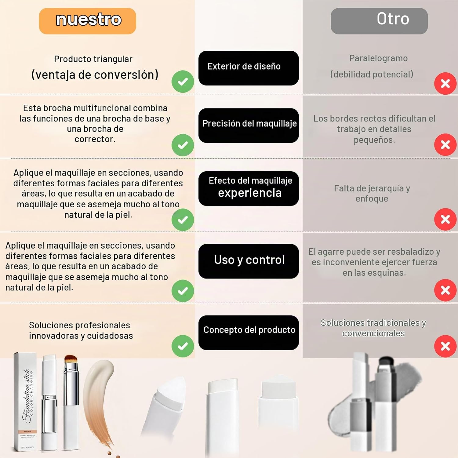 BARRA DE BASE COREANA QUE CAMBIA DE COLOR CON VOLUFILINE, BARRA DE CREMA - 3