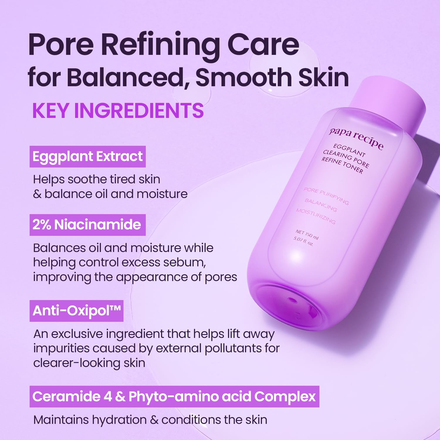PAPA RECIPE PORE REFINE - TÓNICO LECHOSO 2% NIACINAMIDA 4 COMPLEJOS DE CERAMIDA, TÓNER EXFOLIANTE SUAVE Y LIGERO/DIARIO, - 4