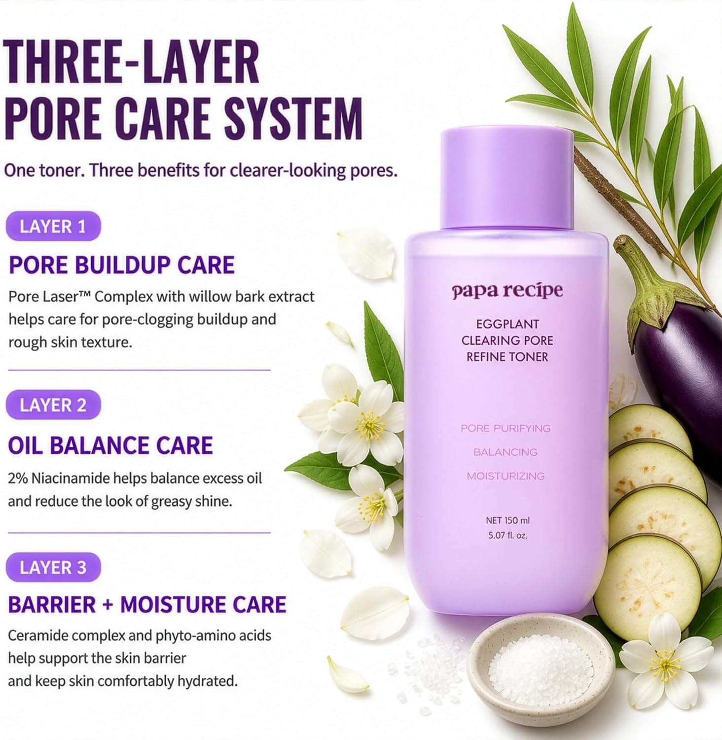 PAPA RECIPE PORE REFINE - TÓNICO LECHOSO 2% NIACINAMIDA 4 COMPLEJOS DE CERAMIDA, TÓNER EXFOLIANTE SUAVE Y LIGERO/DIARIO, - 5