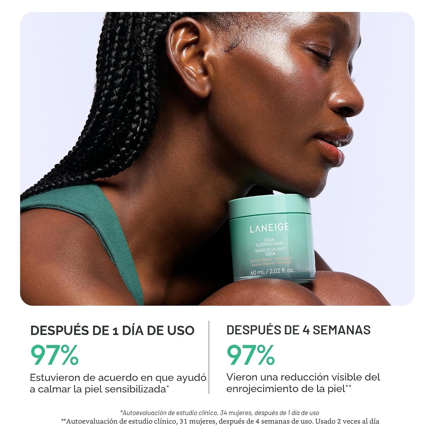 LANEIGE MASCARILLA PARA DORMIR CICA: MASCARILLA COREANA PARA PIEL SENSIBLE PARA HIDRATACIÓN CALMANTE Y REPARACIÓN - 4