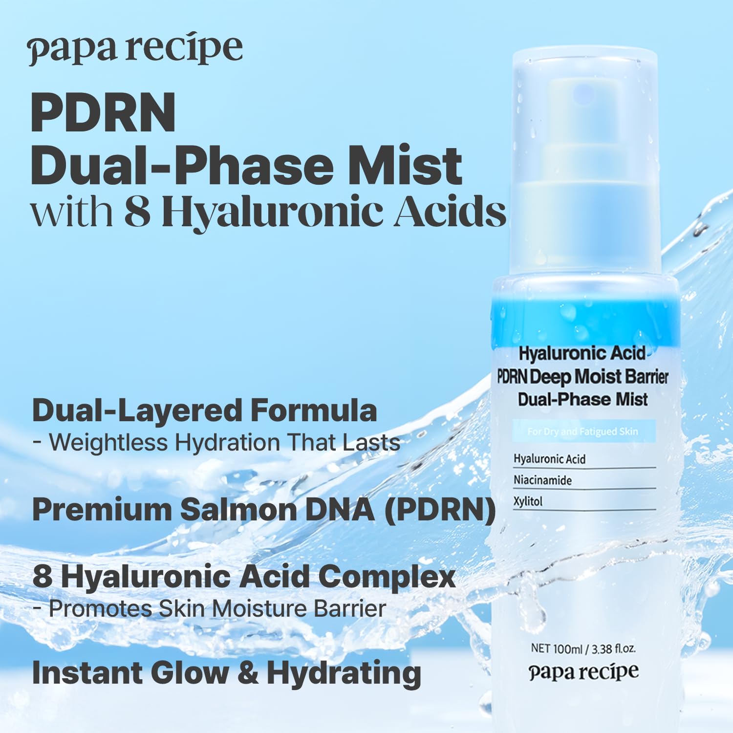PAPA RECIPE JUEGO DE DÚO DE HUMEDAD PDRN DE ÁCIDO HIALURÓNICO PAQUETE DE MÁSCARA DE DOBLE FASE Y HOJA DIARIA, HIDRATACIÓN - 2