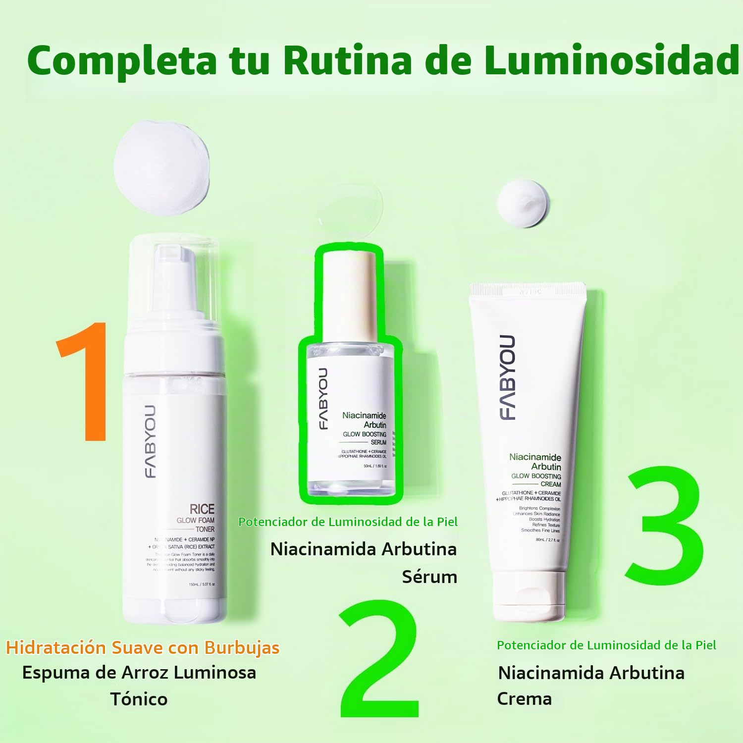 NIACINAMIDE ARBUTIN BRILLO GLOW BOOSTING SÉRUM FACIAL CONCENTRADO 1.69 FL OZ VIDRIO COREANO PARA EL CUIDADO DE LA PIEL, - 6