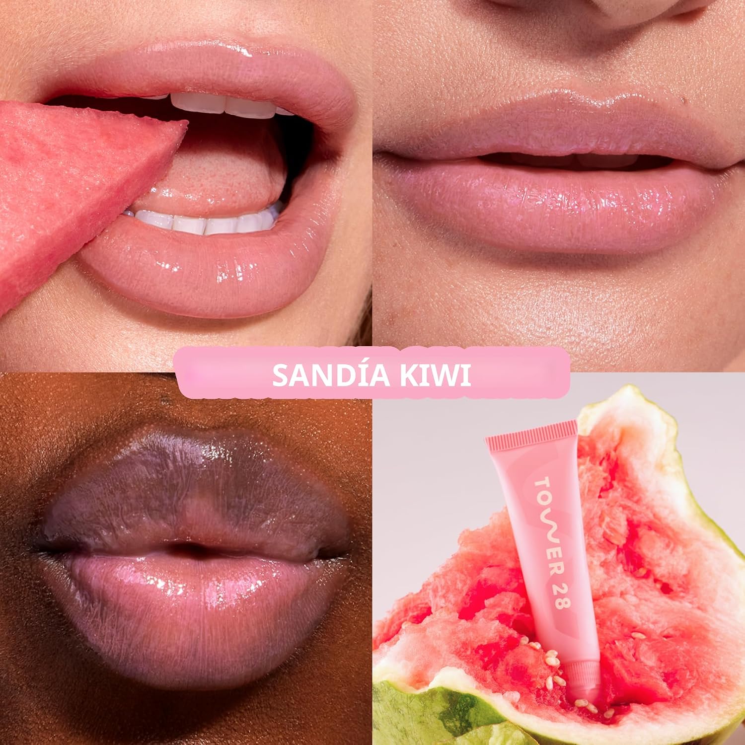 TOWER 28 LIPSOFTIE BĂLSAMO LABIAL HIDRATANTE CON TINTE, MASCARILLA LABIAL HIDRATANTE PARA LABIOS AGRIETADOS - SABOR A SANDĂA - 2