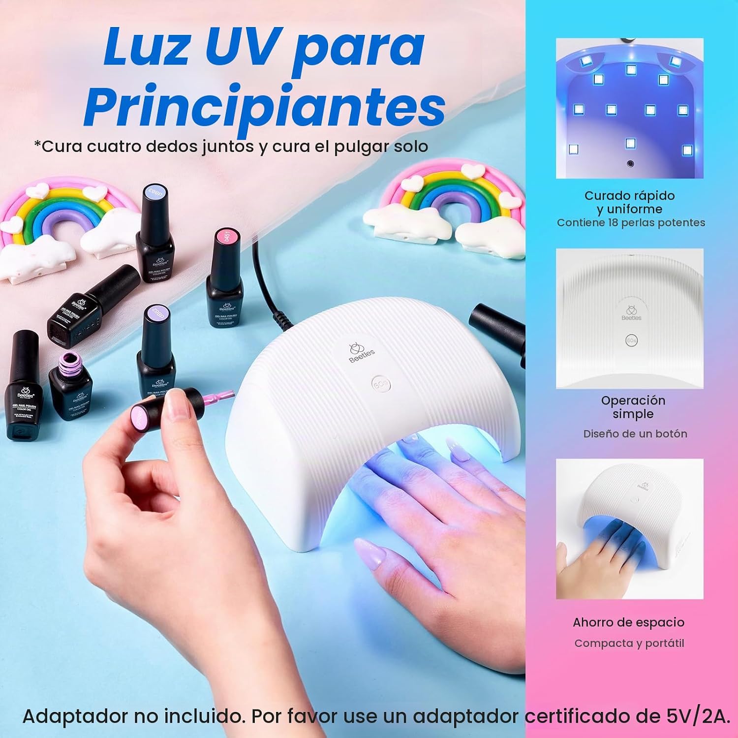 BEETLES DEAL BOX - KIT DE MAQUILLAJE DE ESMALTE DE UÑAS DE GEL CON LUZ UV, 32 COLORES, 68 PIEZAS - 6
