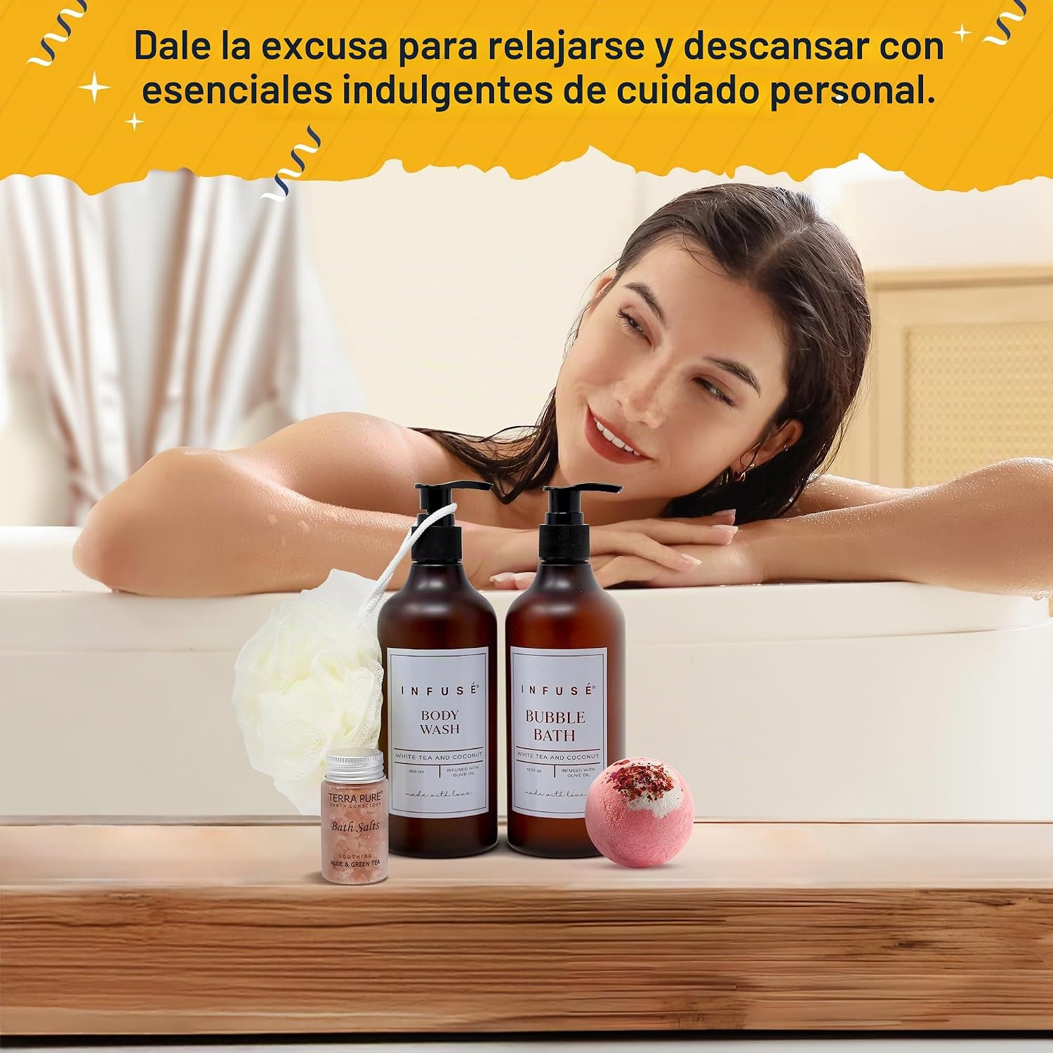 CAJA DE REGALO DE SPA DE 10 PIEZAS PARA MUJER, JUEGO DE CUIDADO PERSONAL CON MÁSCARA DE OJOS, LUFA, BOMBAS DE BAÑO, MÁSCARAS - 5