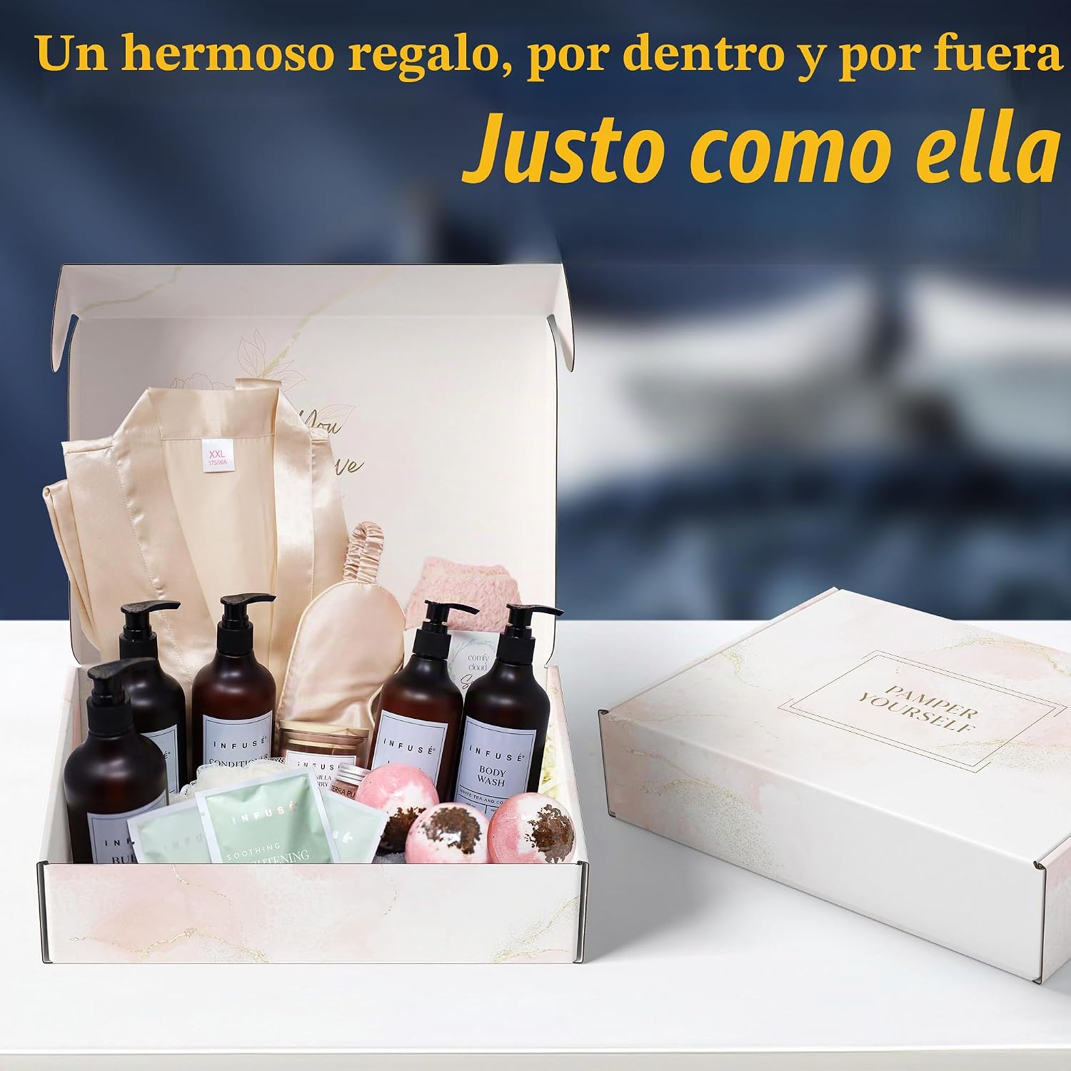 CAJA DE REGALO DE SPA DE 10 PIEZAS PARA MUJER, JUEGO DE CUIDADO PERSONAL CON MÁSCARA DE OJOS, LUFA, BOMBAS DE BAÑO, MÁSCARAS - 7