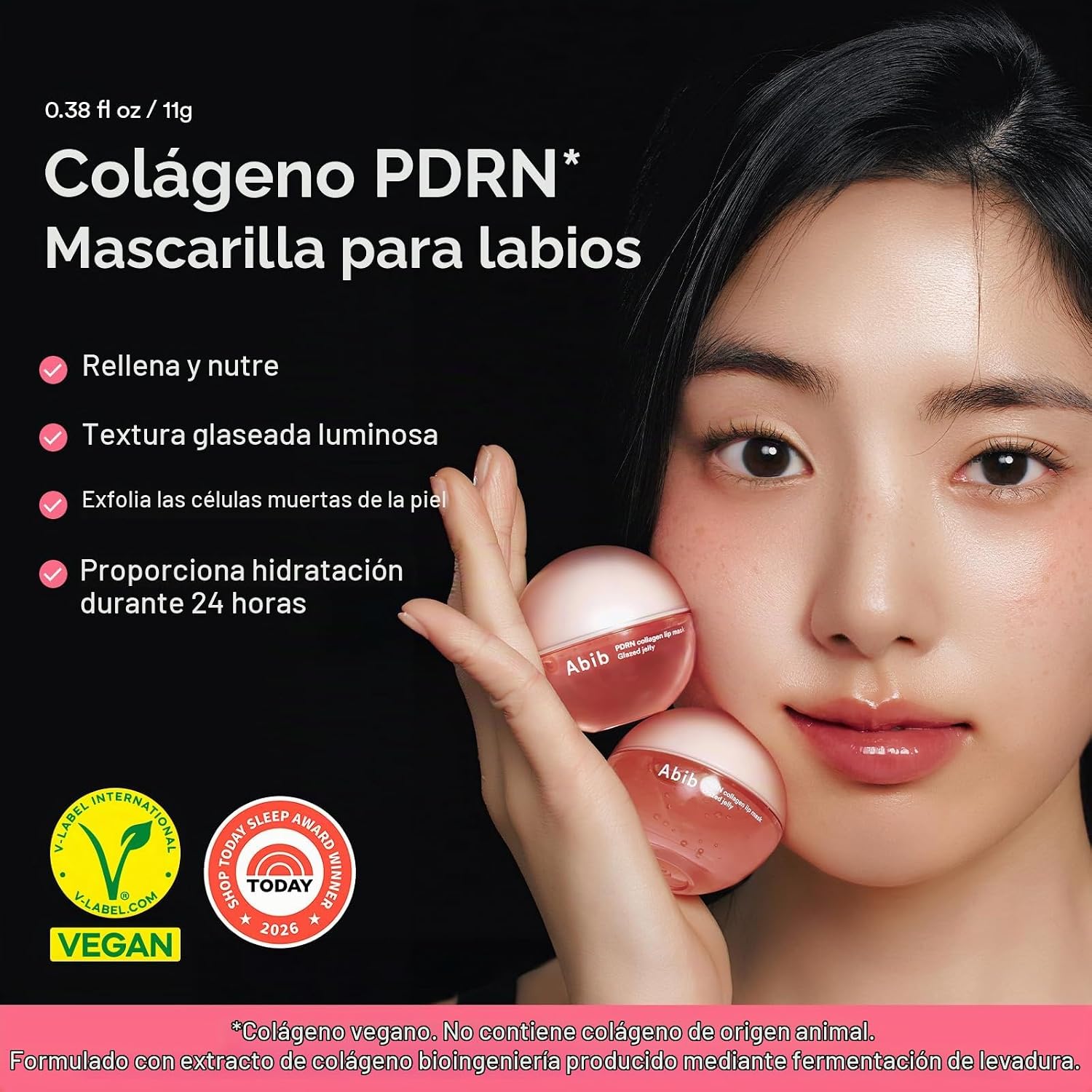 ABIB PDRN MASCARILLA DE LABIOS DE COLÁGENO EN GEL BRILLANTE 11.3 ML MANTEQUILLA LABIAL COREANA, BÁLSAMO DE CUIDADO NOCTURNO - 2
