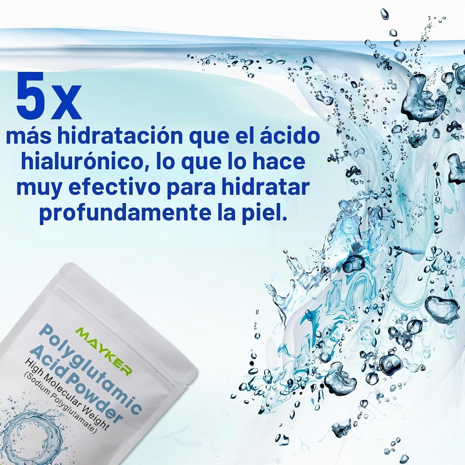 MAYKER POLVO DE ÁCIDO POLIGLUTÁMICO PURO, 0.70 ONZAS, ALTO PESO MOLECULAR, HUMECTANTE COSMÉTICO PARA SUEROS HIDRATANTES - 5