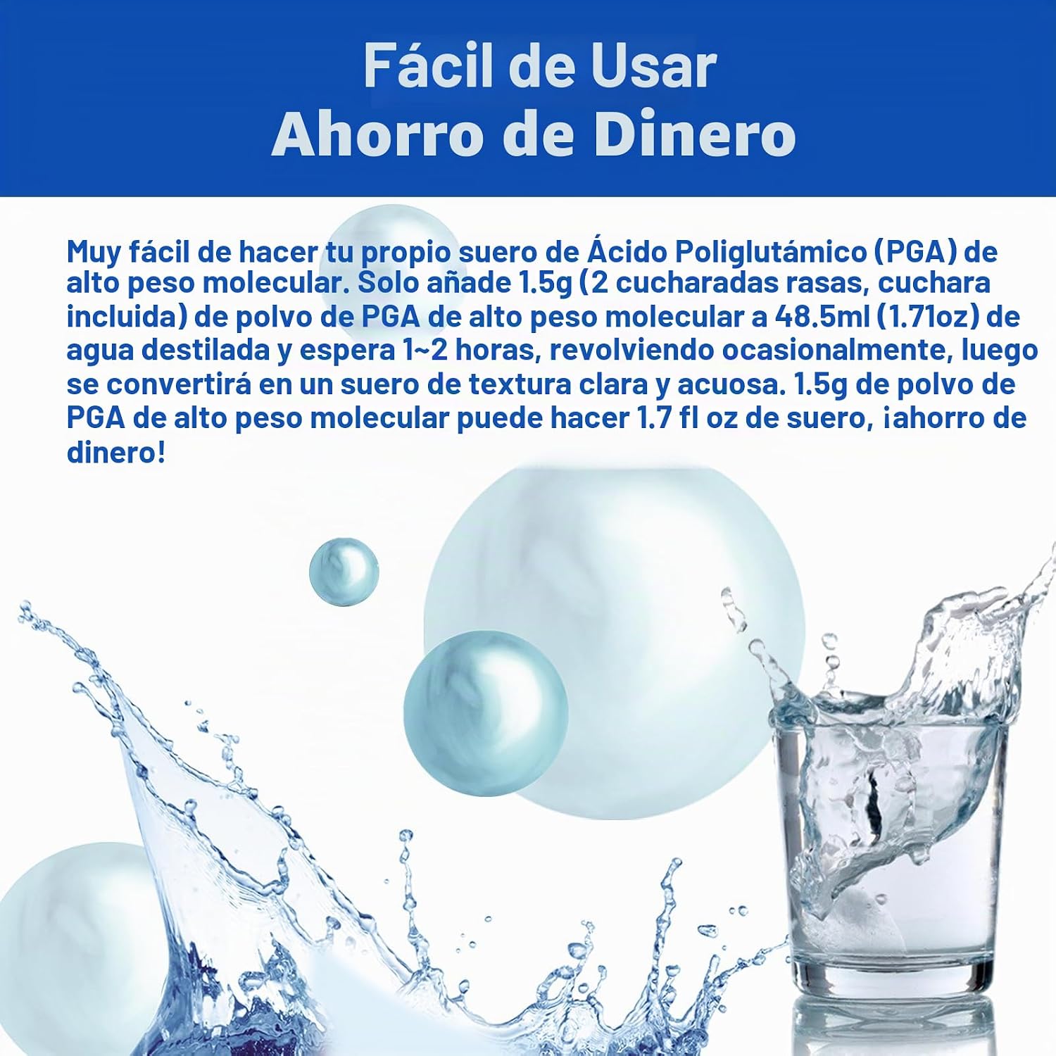 MAYKER POLVO DE ÁCIDO POLIGLUTÁMICO PURO, 0.70 ONZAS, ALTO PESO MOLECULAR, HUMECTANTE COSMÉTICO PARA SUEROS HIDRATANTES - 7