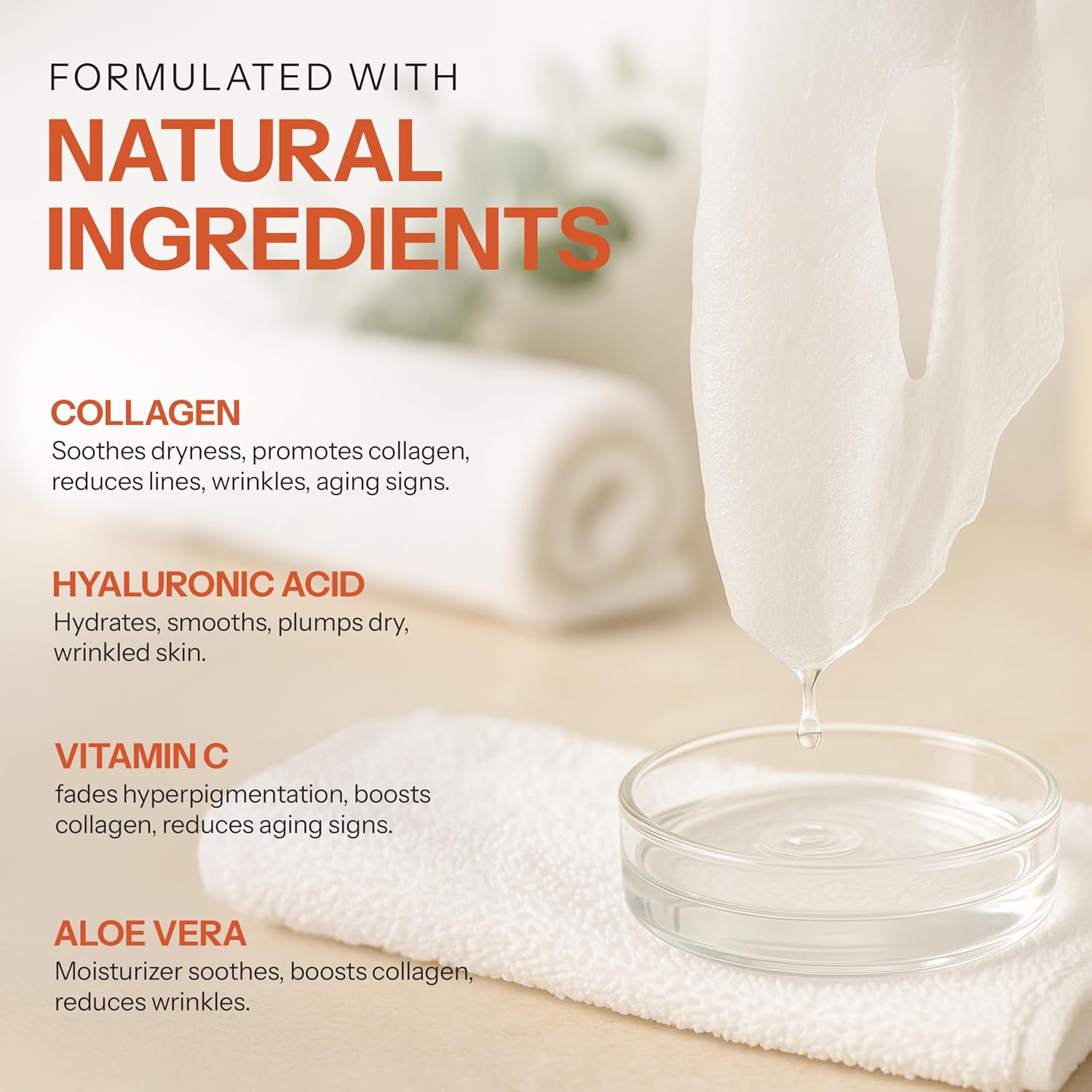 SKIN 2.0 MÁSCARA EN HOJA DE VITAMINA C Y COLÁGENO - REDUCTORA DE ARRUGAS, MANCHAS DE LA EDAD Y ANTIENVEJECIMIENTO, - 6