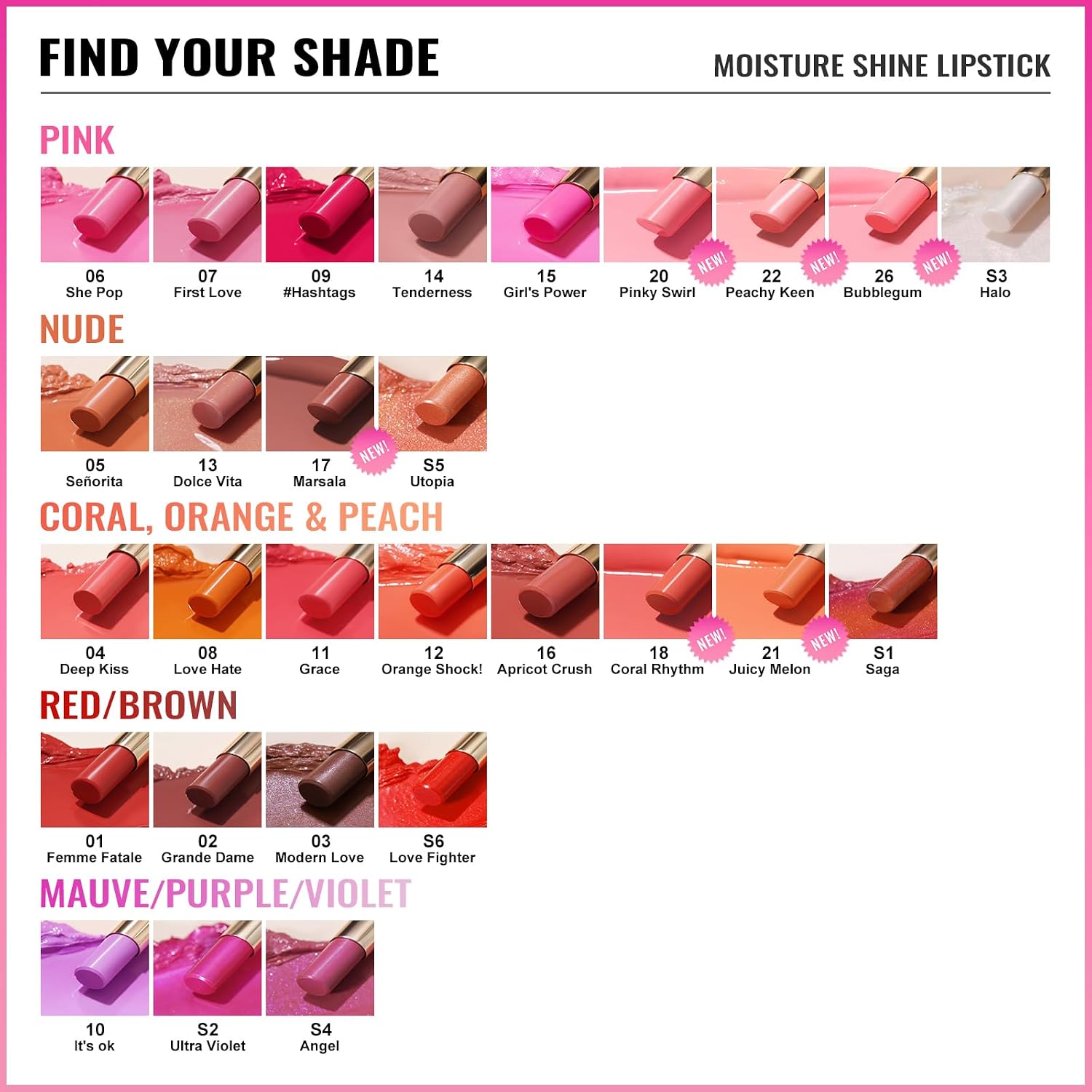 OULAC LÁPIZ LABIAL ROSA HIDRATANTE BRILLO PARA MUJER, BÁLSAMO LABIAL TEÑIDO ROSA BRILLANTE 2 EN 1, LÁPIZ LABIAL HIDRATANTE - 6