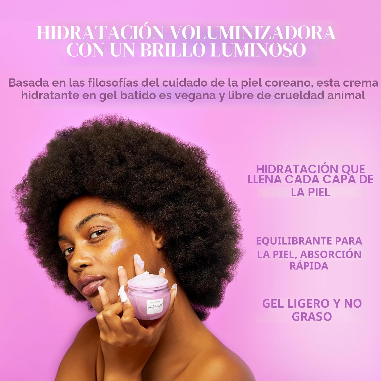 BRILLO GLOW RECIPE PLUM PLUMP - CREMA FACIAL CON ÁCIDO HIALURÓNICO, CREMA HIDRATANTE, REAFIRMANTE Y VOLUMINIZADORA FACIAL - 2