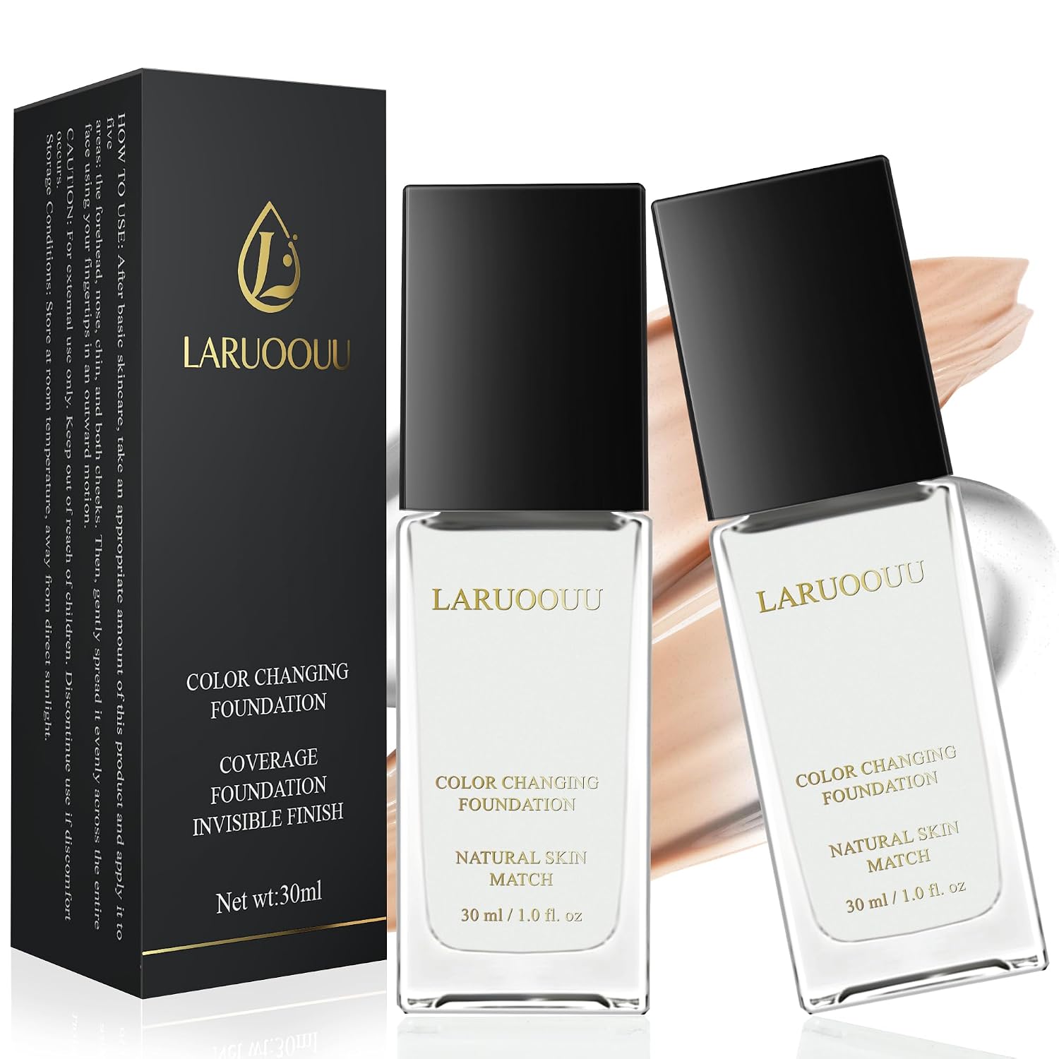 BASE DE MAQUILLAJE QUE CAMBIA DE COLOR PARA MUJER, LÍQUIDO ADAPTABLE AL TONO DE PIEL, COBERTURA MEDIA-COMPLETA, DE LARGA - 1