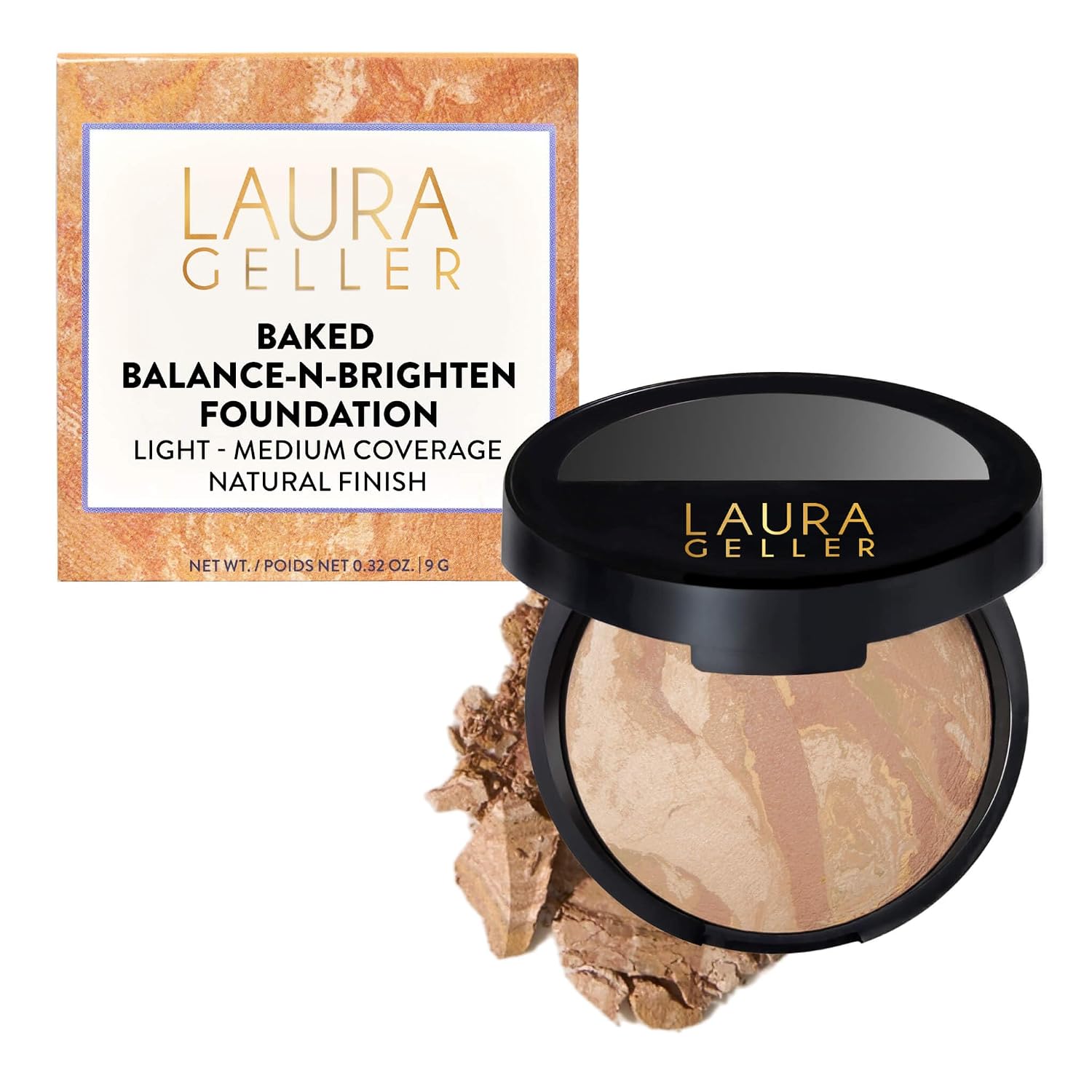 LAURA GELLER NEW YORK AWARD-WINNING BAKED BALANCE-N-BRIGHTEN - POLVO BASE ILUMINADORA PARA CORRECCIÓN DE COLOR, COBERTURA - 1