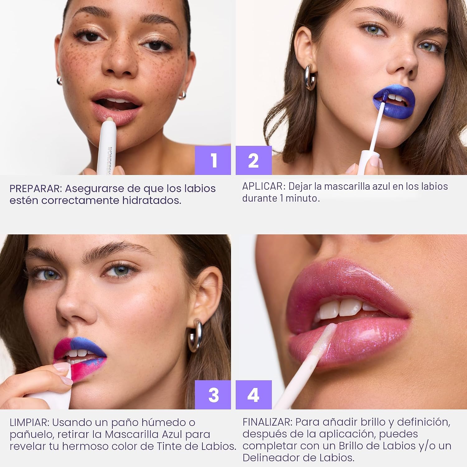WONDERSKIN LIP STAIN - MASCARILLA DE LARGA DURACIÓN, IMPERMEABLE, TINTE LABIAL - 3