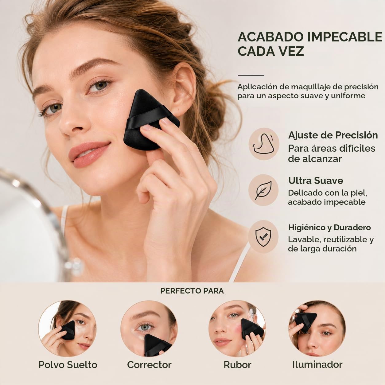 2 PIEZAS EVAOUXIU ESPONJAS TRIANGULARES PARA POLVO FACIAL, ESPONJAS SUAVES Y MULLIDAS PARA MAQUILLAJE, ESPONJAS COSMÉTICAS - 2