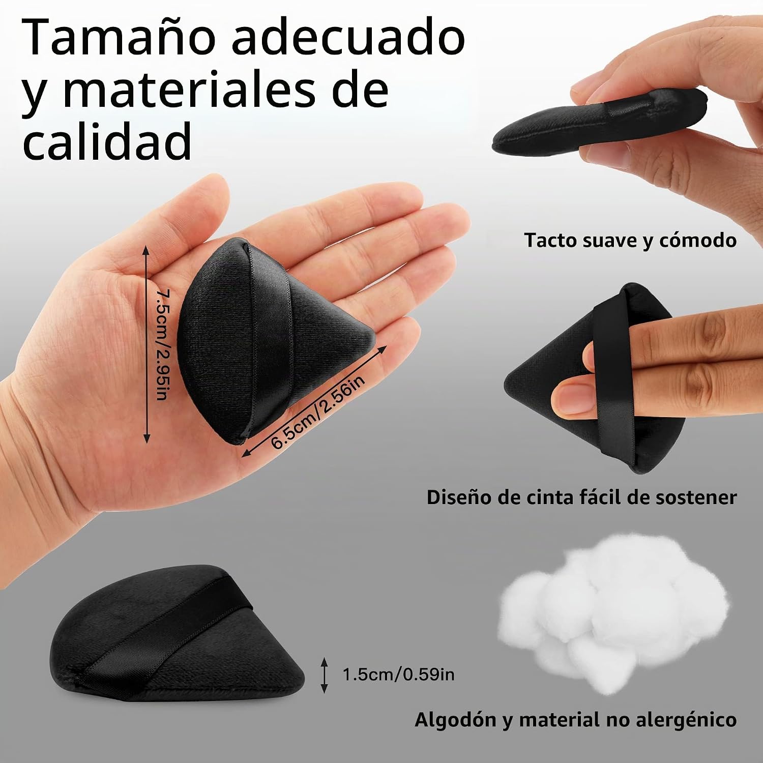 2 PIEZAS EVAOUXIU ESPONJAS TRIANGULARES PARA POLVO FACIAL, ESPONJAS SUAVES Y MULLIDAS PARA MAQUILLAJE, ESPONJAS COSMÉTICAS - 3