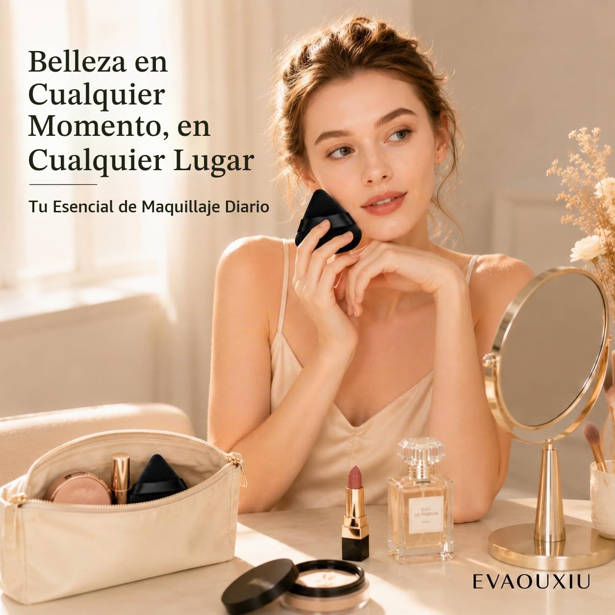 2 PIEZAS EVAOUXIU ESPONJAS TRIANGULARES PARA POLVO FACIAL, ESPONJAS SUAVES Y MULLIDAS PARA MAQUILLAJE, ESPONJAS COSMÉTICAS - 6