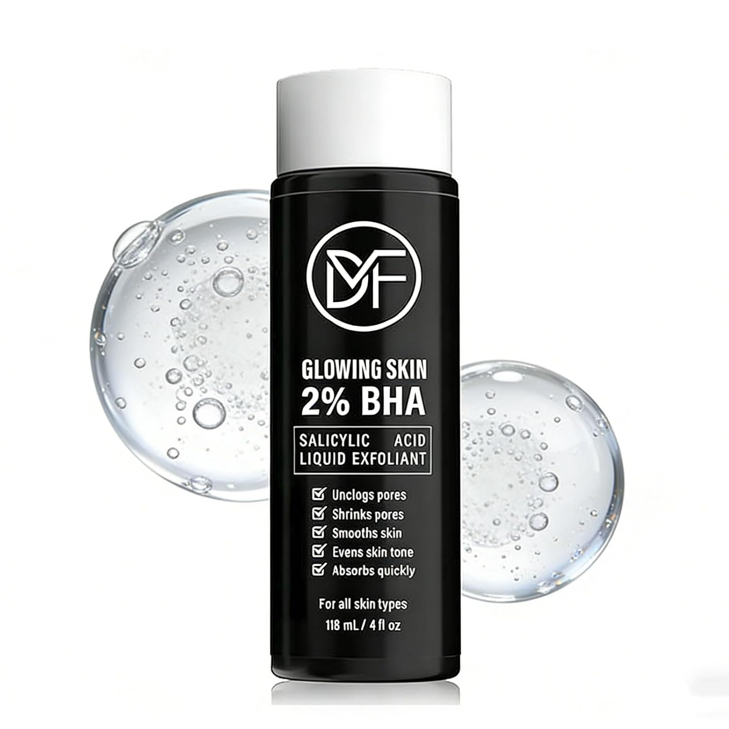 SUERO EXFOLIANTE LÍQUIDO DE ÁCIDO SALICÍLICO BHA 2% PARA ELIMINACIÓN DE PUNTOS NEGROS, DESATASCA LOS POROS, SUAVIZA - 1