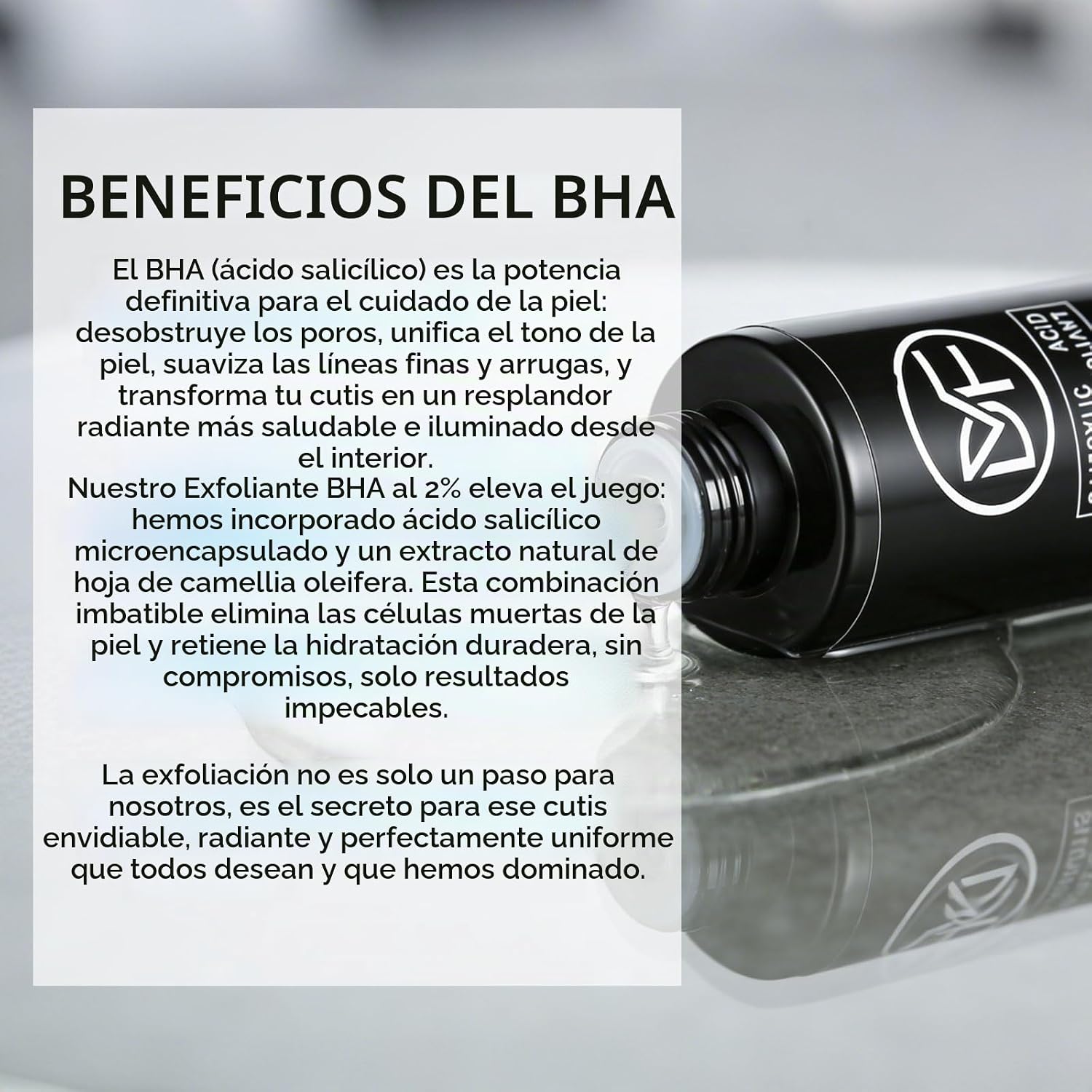 SUERO EXFOLIANTE LÍQUIDO DE ÁCIDO SALICÍLICO BHA 2% PARA ELIMINACIÓN DE PUNTOS NEGROS, DESATASCA LOS POROS, SUAVIZA - 3