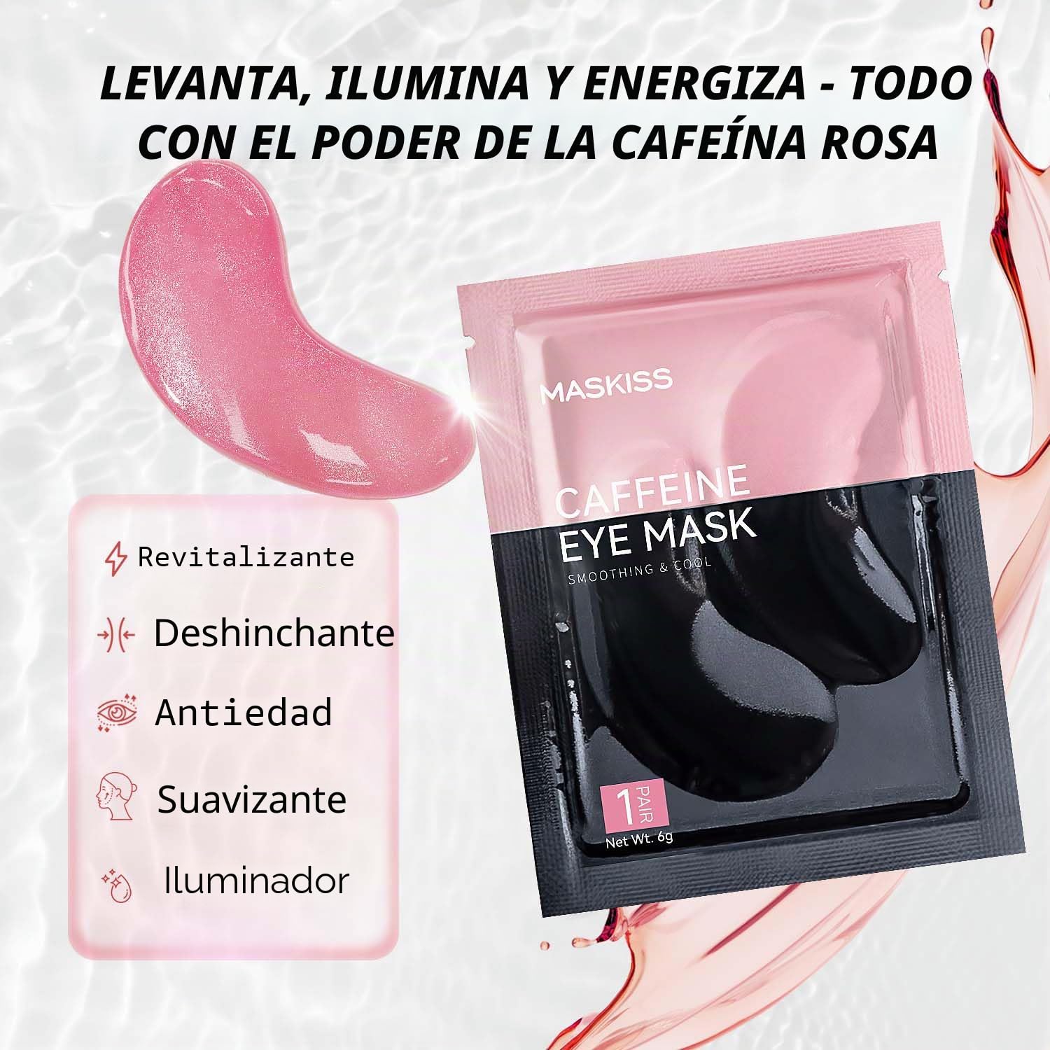 MASKISS PARCHES PARA DEBAJO DE LOS OJOS 25 PARES , MASCARILLAS DE CAFEĂNA PARA OJERAS, OJOS HINCHADOS Y BOLSAS DEBAJO - 3