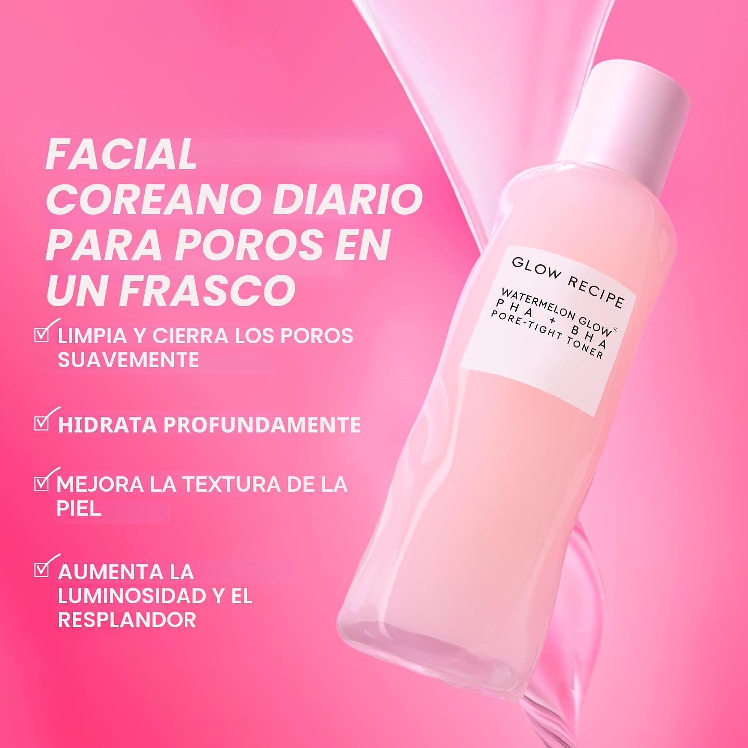 BRILLO GLOW RECIPE PHA BHA TÓNICO FACIAL - MINIMIZADOR DE POROS COREANO PARA CUIDADO DE LA PIEL Y EXFOLIANTE FACIAL SUAVE - 2